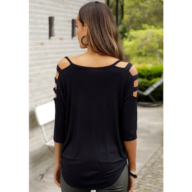 LASCANA 3/4-Arm-Shirt, mit Cut-outs bestellen | BAUR