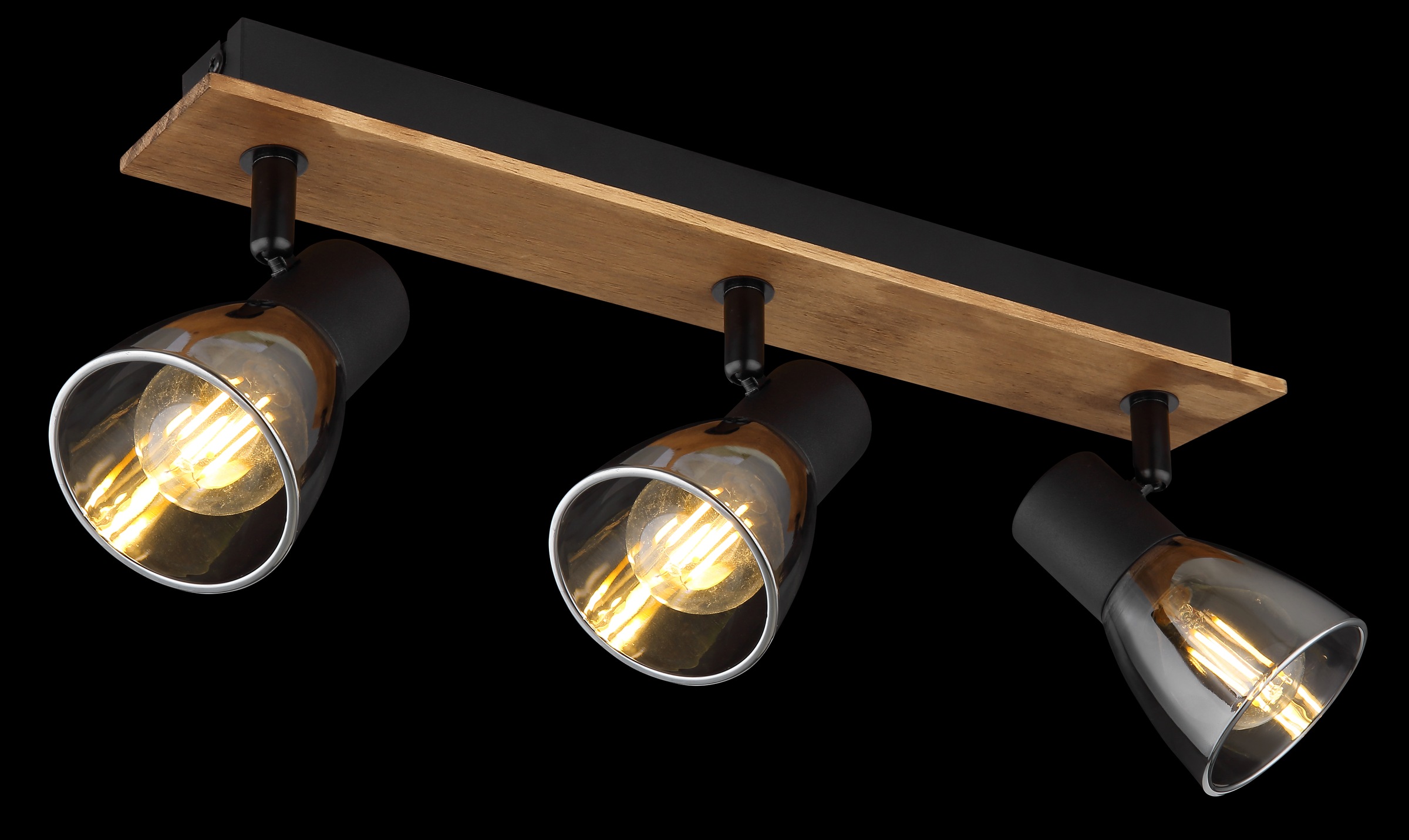 GLOBO LIGHTING Deckenspot »CLAUDE« E14 1 Stk. Strahler Holz/Schwarz, Rauchglas, E14