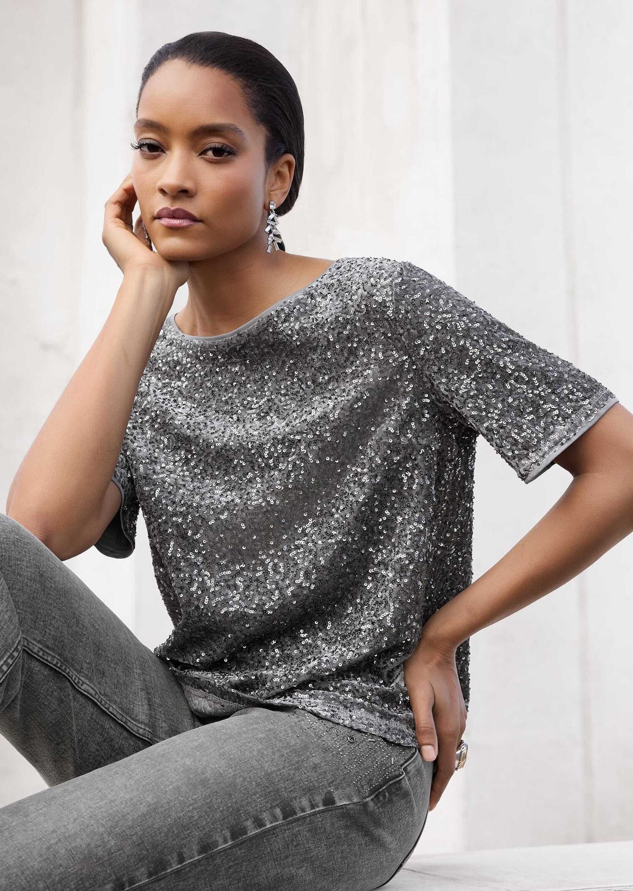 MADELEINE Kurzarmshirt »Shirt Paillettenshirt mit Halbarm«