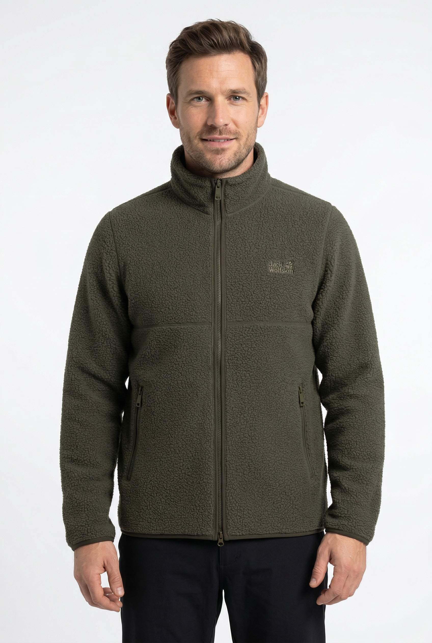 Jack Wolfskin Fleecejacke "LITE CURL FZ M" Langarm-Design mit Reißverschluss, wasserabweisend, windabweisend