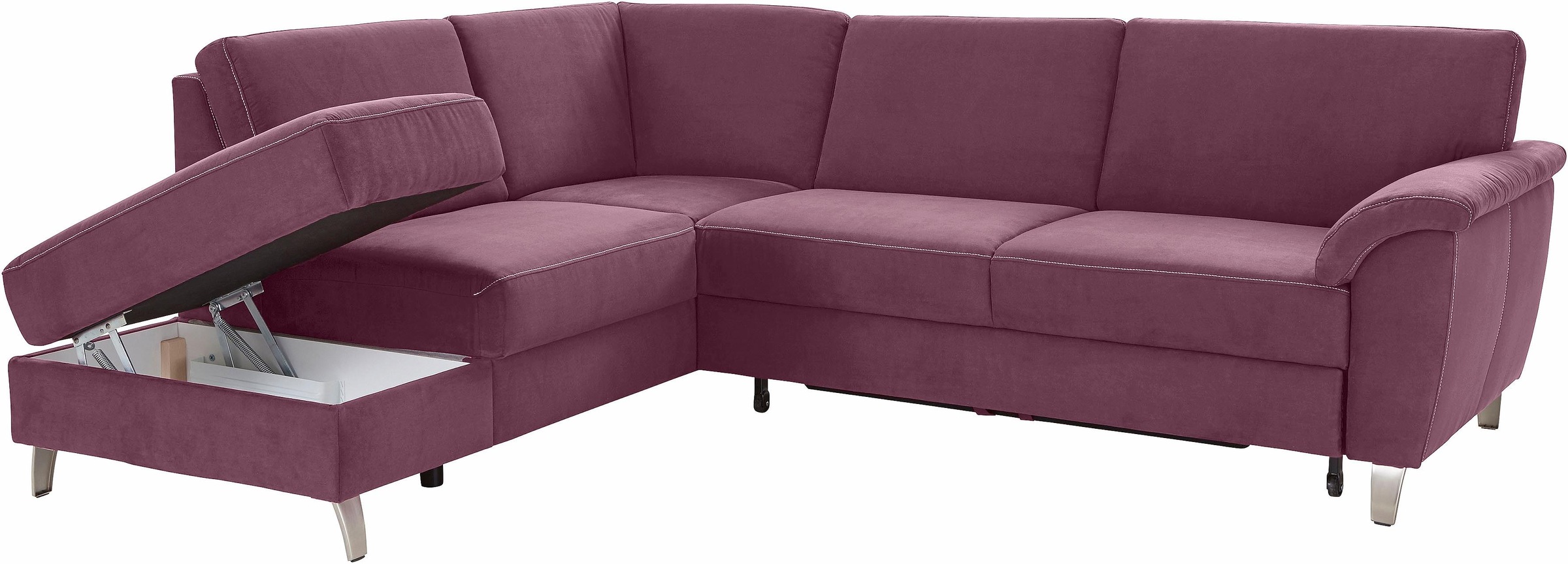 sit&more Ecksofa »Texel L-Form«, mit Federkern, wahlweise mit Bettfunktion und Bettkasten