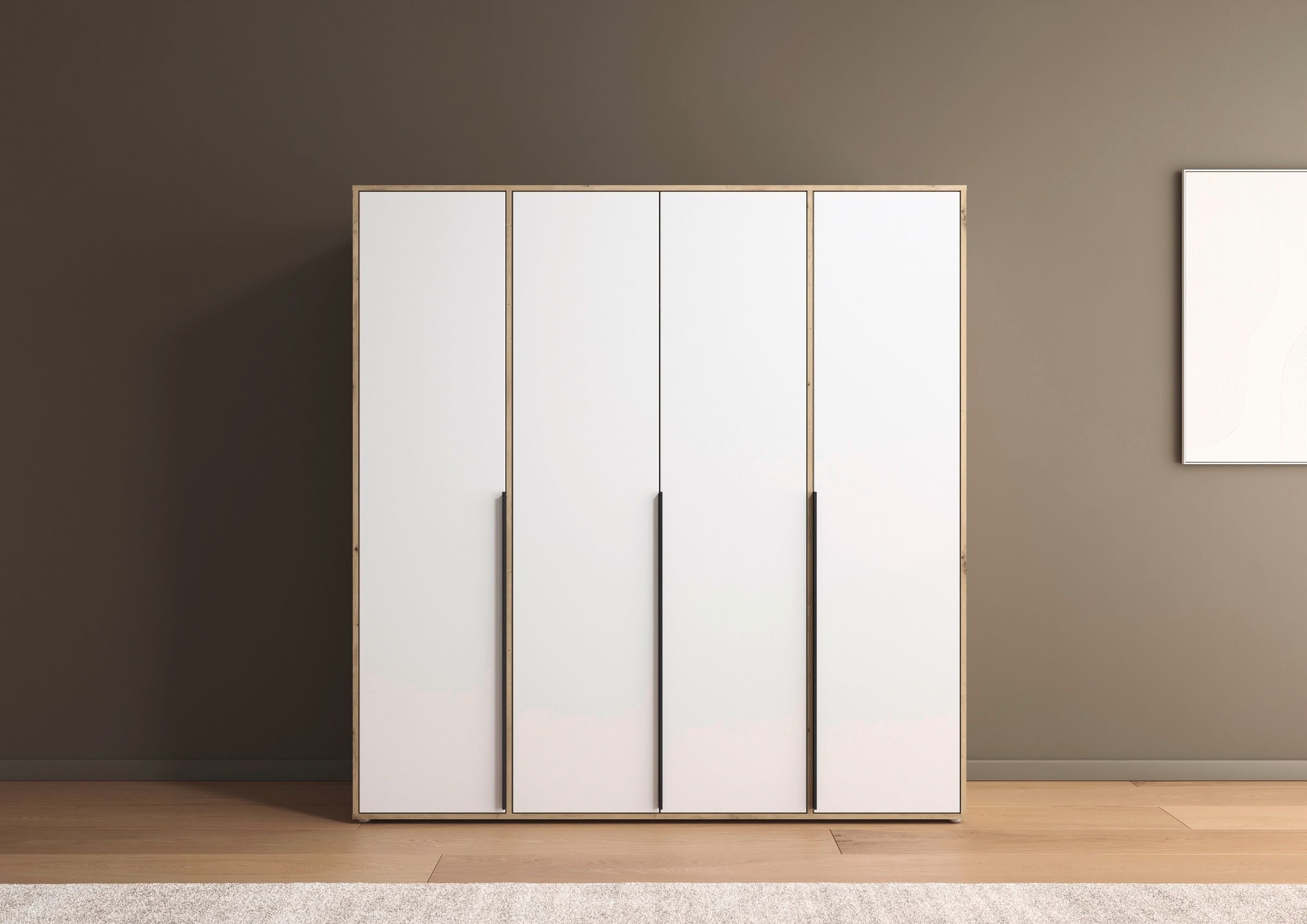 rauch Drehtürenschrank »Kleiderschrank Schrank Garderobe Wäscheschrank NAGATA viel Stauraum«, (in 3 verschiedenen Ausstattungen BASIC/CLASSIC/PREMIUM), mit modernen Stangengriffen in Graumetallic TOPSELLER MADE IN GERMANY