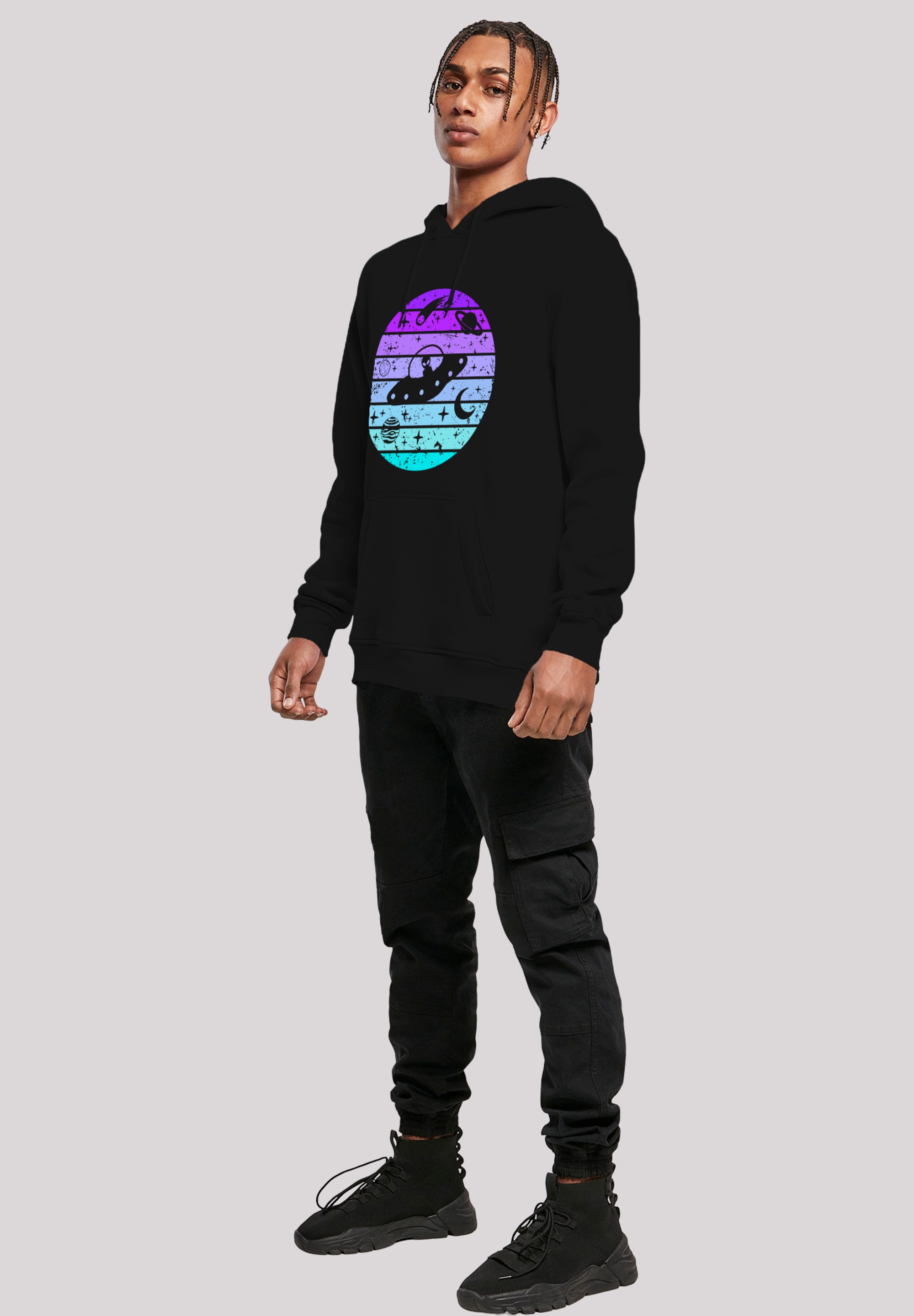 F4NT4STIC Kapuzenpullover »Retro Alien Weltraum Sonnenuntergang« Premium Qualität