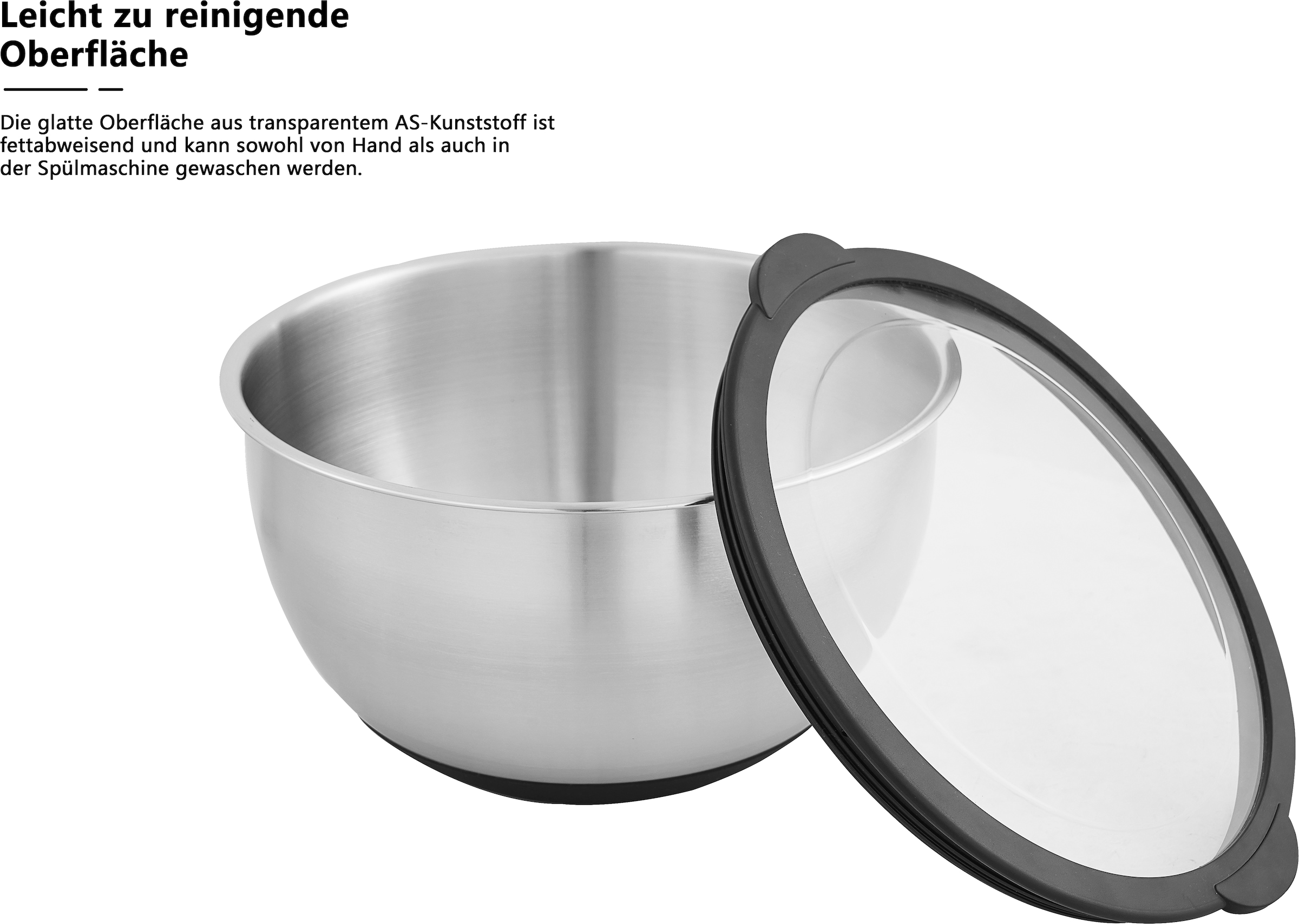 OTTO home Schüssel »Sissela, inkl. Deckel, Ø 14 / 18 / 22 cm« 3 aus Edelstahl 18/10 Ideal zum Zubereiten, Lagern und Servieren von Speisen