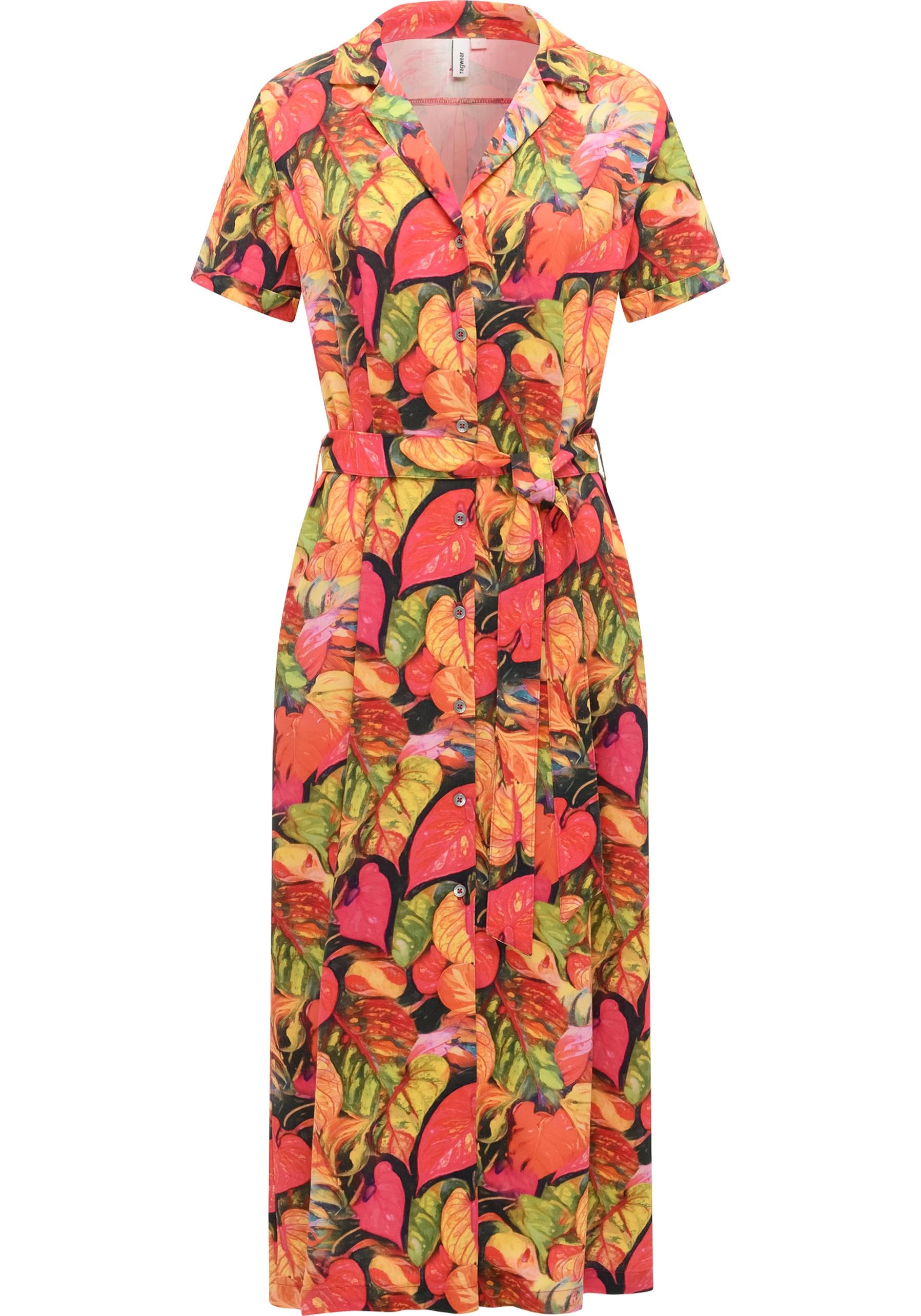 Ragwear Sommerkleid "Sawira Long Print" Eingrifftaschen Gemustertes Midikleid mit Knopfleiste