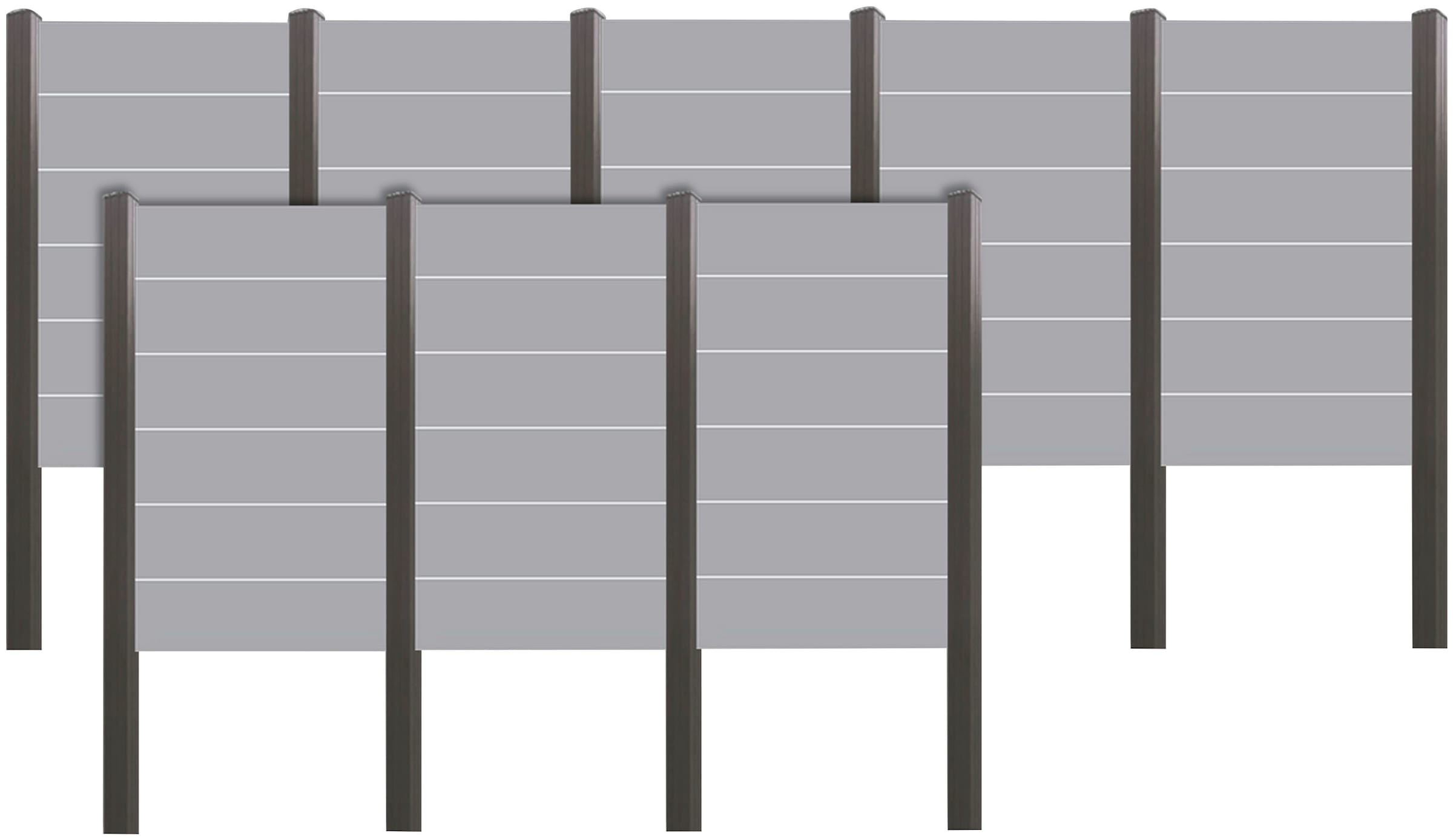 Sichtschutzelement »ROUNDROCK 6«, (Set), Satiniertes Glas in Aluminiumpfosten