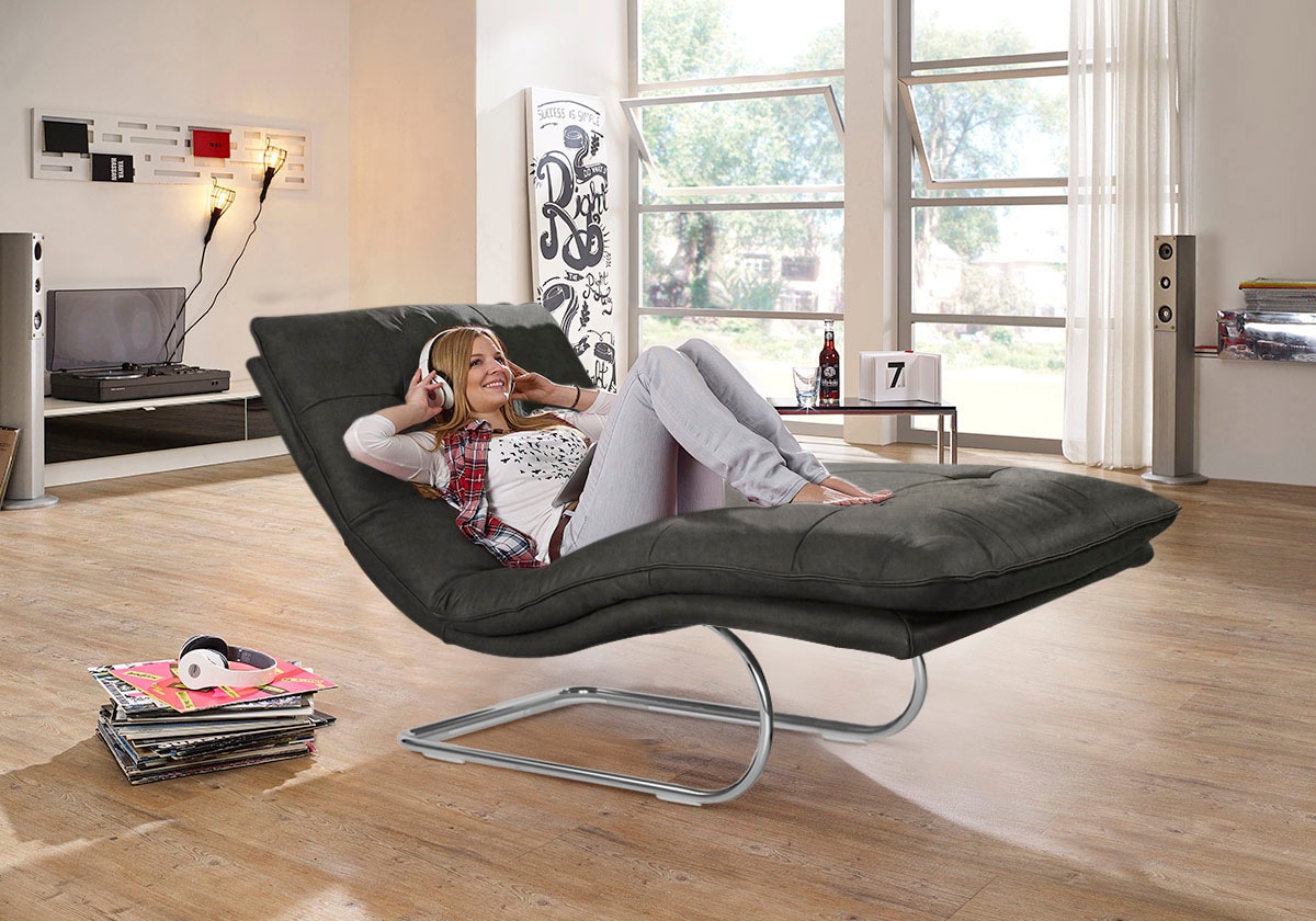 W.SCHILLIG Relaxliege "daily dreams" in Waffelkissen-Optik, wahlweise mit Motor, Freischwingergestell