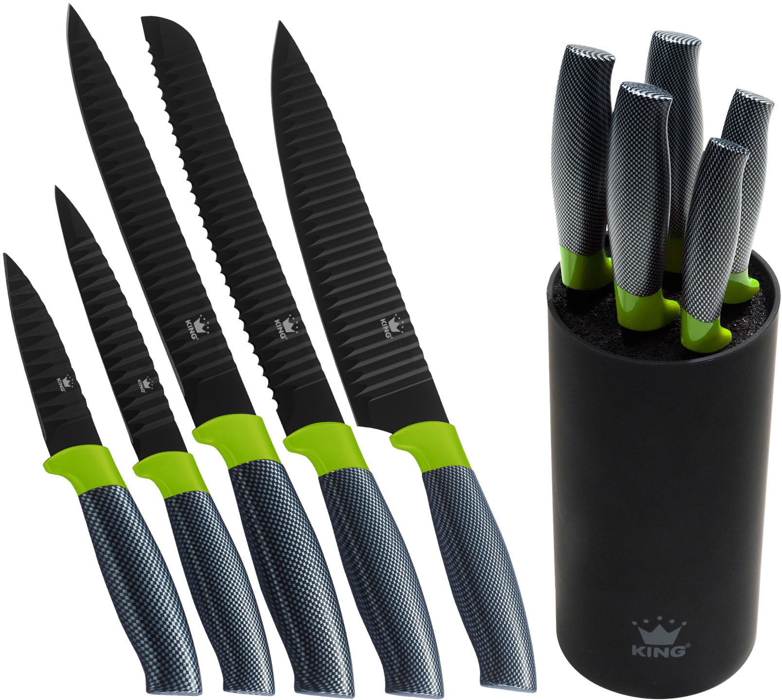 Thumbnail - KING Topf-Set Set, 4 Töpfe, 3 Deckel, Bräter, 1 Messerblock, 5 Kochmesser, 11 Stk. tlg. Aluminiumguss