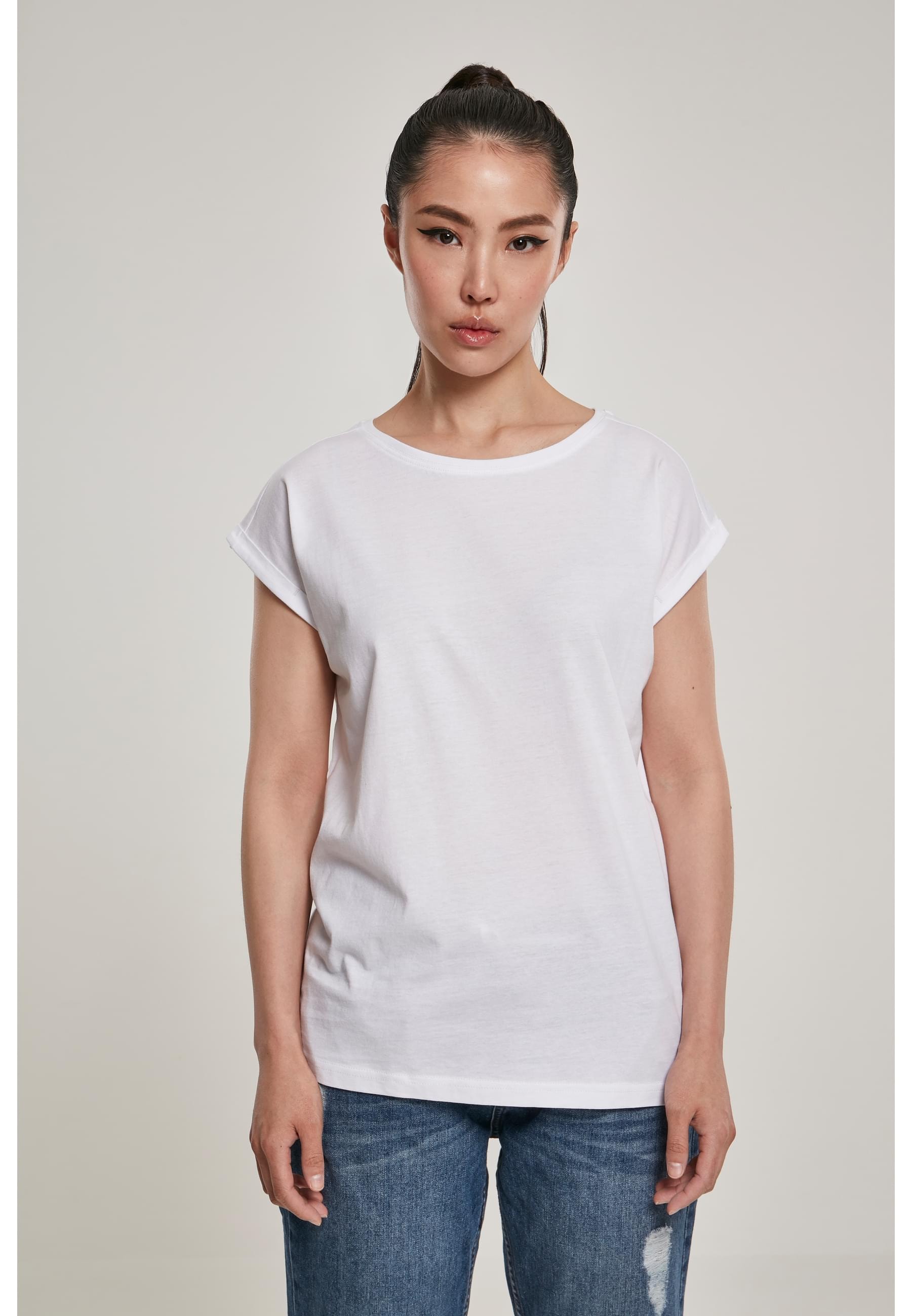 URBAN CLASSICS Kurzarmshirt »Urban Classics Damen Ladies Organic Extended Shoulder Tee«, (1 tlg.)