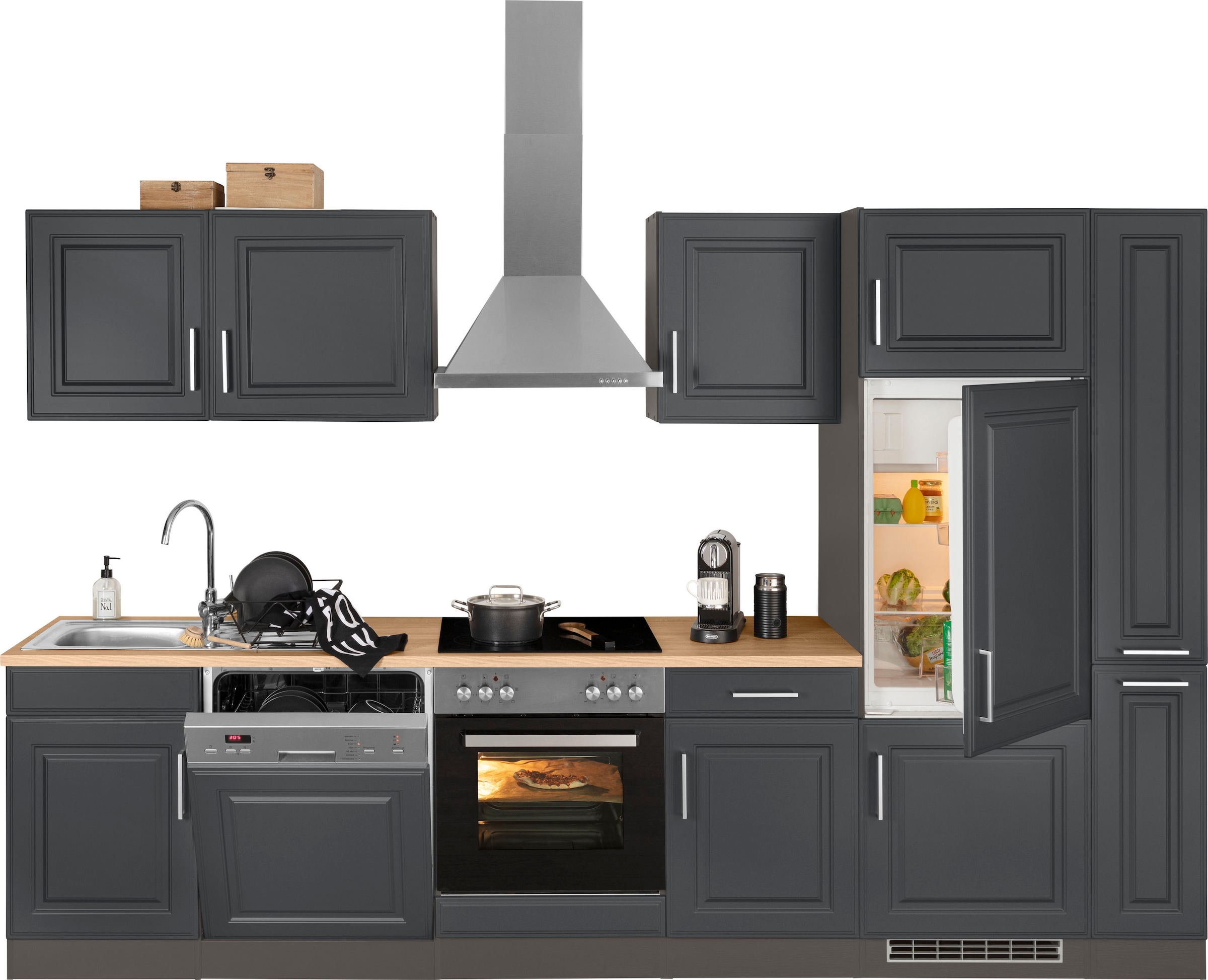 HELD MÖBEL Küchenzeile "Stockholm", Breite 310 cm, mit hochwertigen MDF Fro günstig online kaufen
