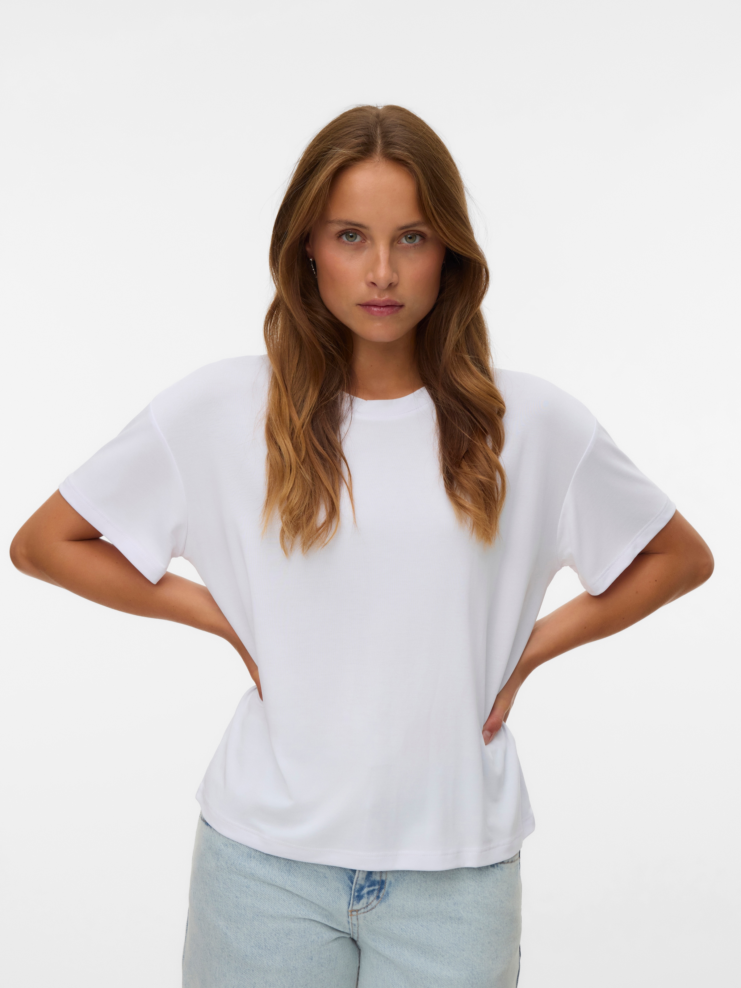Vero Moda Kurzarmshirt "VMFILLI 2/4 TEE JRS NOOS" Materialmix, relaxed fit günstig online kaufen