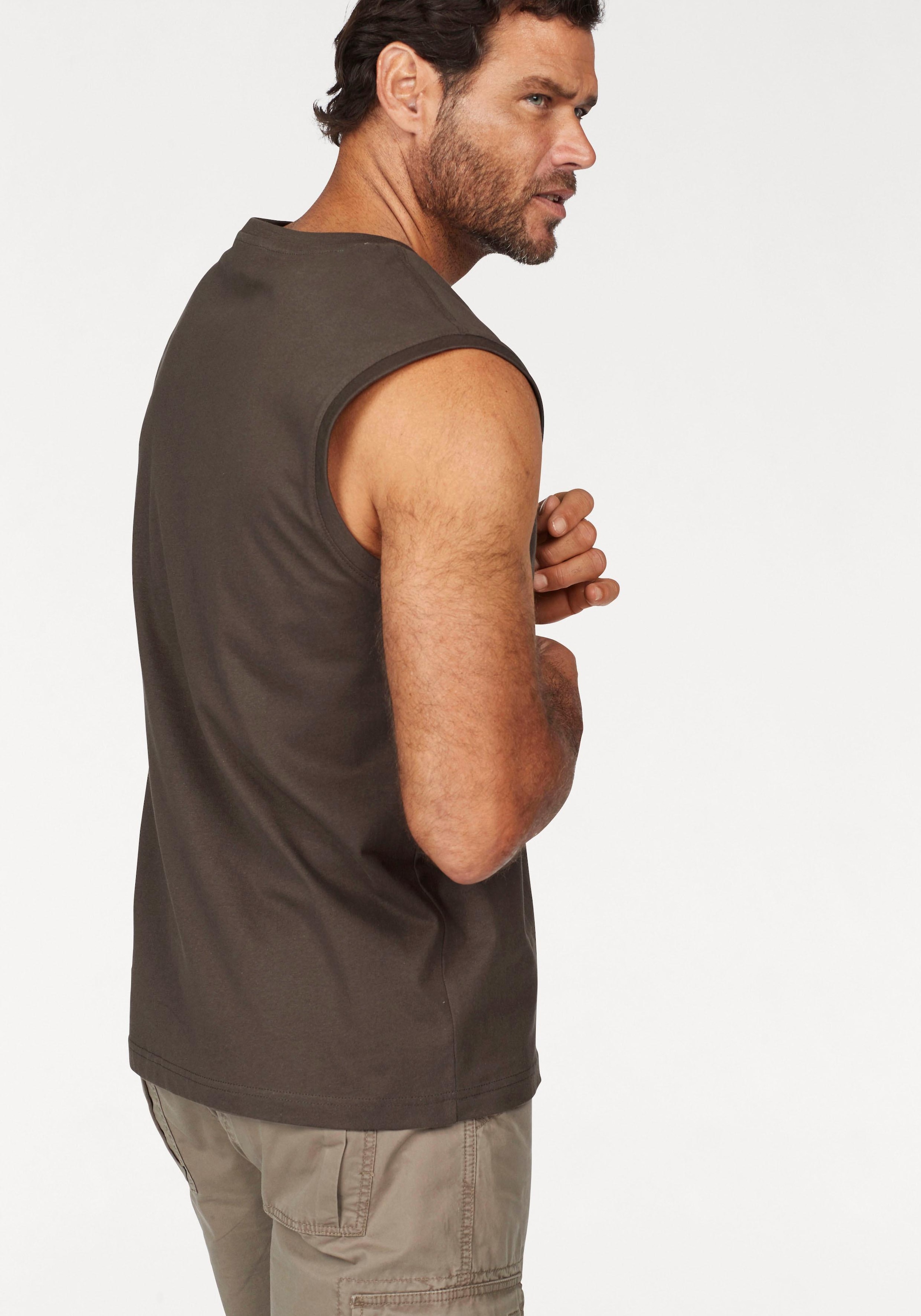 Man's World Muscleshirt, (2er-Pack), ärmellos, bedruckt, Rundhalsausschnitt, aus 100% Baumwolle