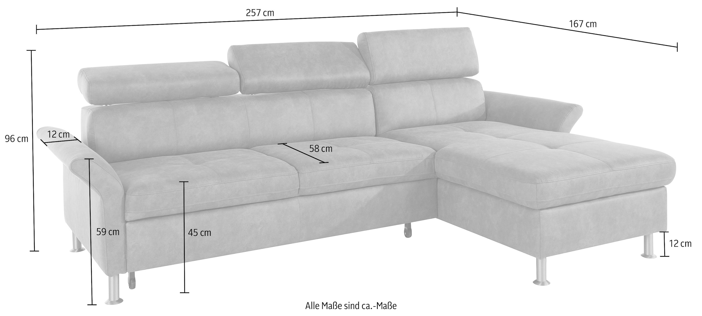 exxpo - sofa fashion Ecksofa »Maretto, bequem und komfortabel, L-Form«, inkl. Kopf- bzw. Rückenverstellung, wahlweise mit Bettfunktion