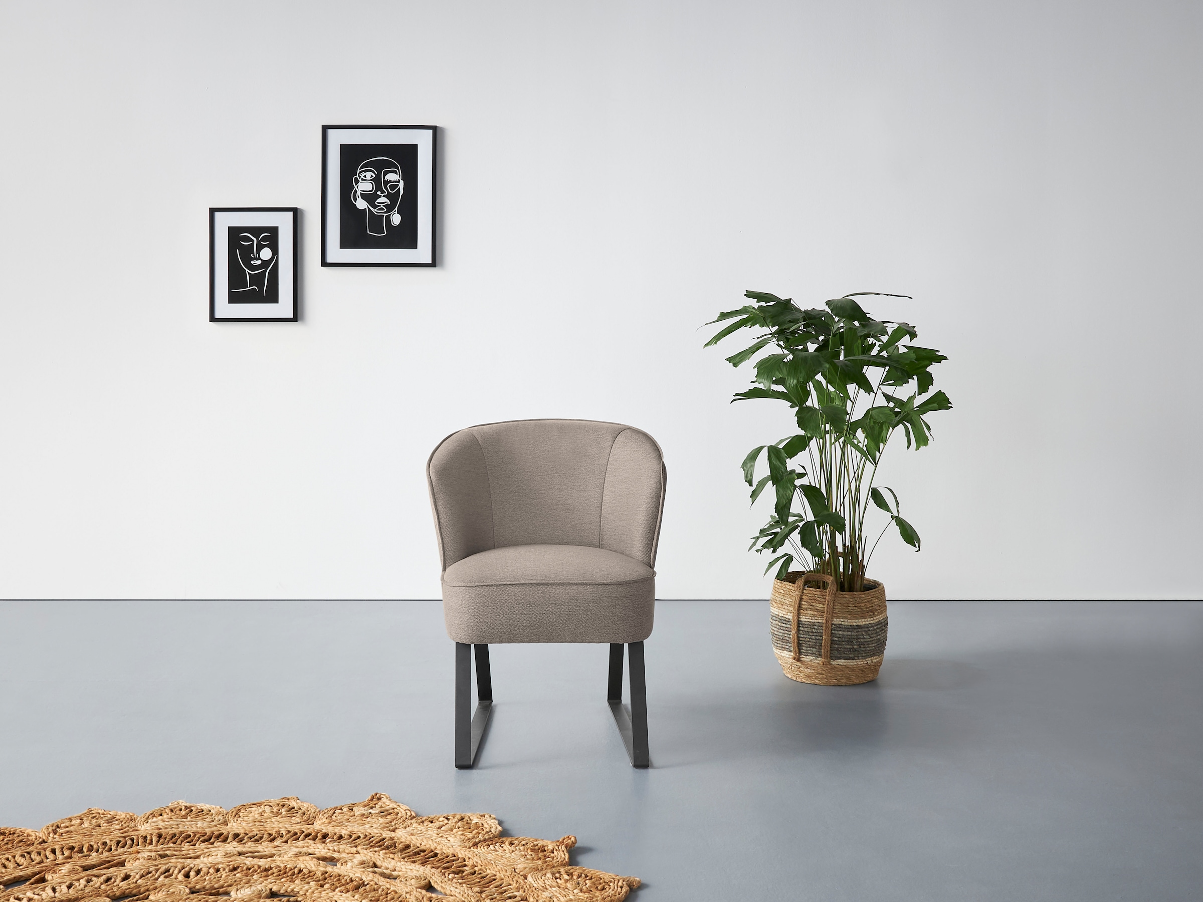 exxpo - sofa fashion Sessel »Americano, Loungesessel«, mit Keder und Metallfüßen, Bezug in verschiedenen Qualitäten, 1 Stck.