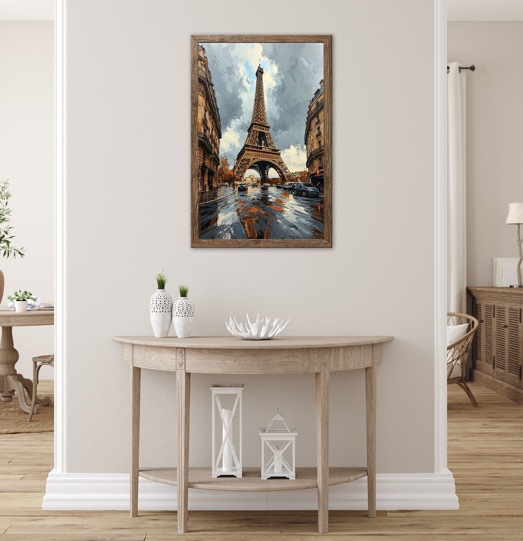 Bönninghoff Bild mit Rahmen »Wandbild gerahmt EIFFELTURM GEMÄLDE 50x70 cm – Paris Skyline im« Europa | Frankreich | Gebäude | Landschaft | Paris | Stadt 1 Stk. tlg. mit dekorativem Rahmen