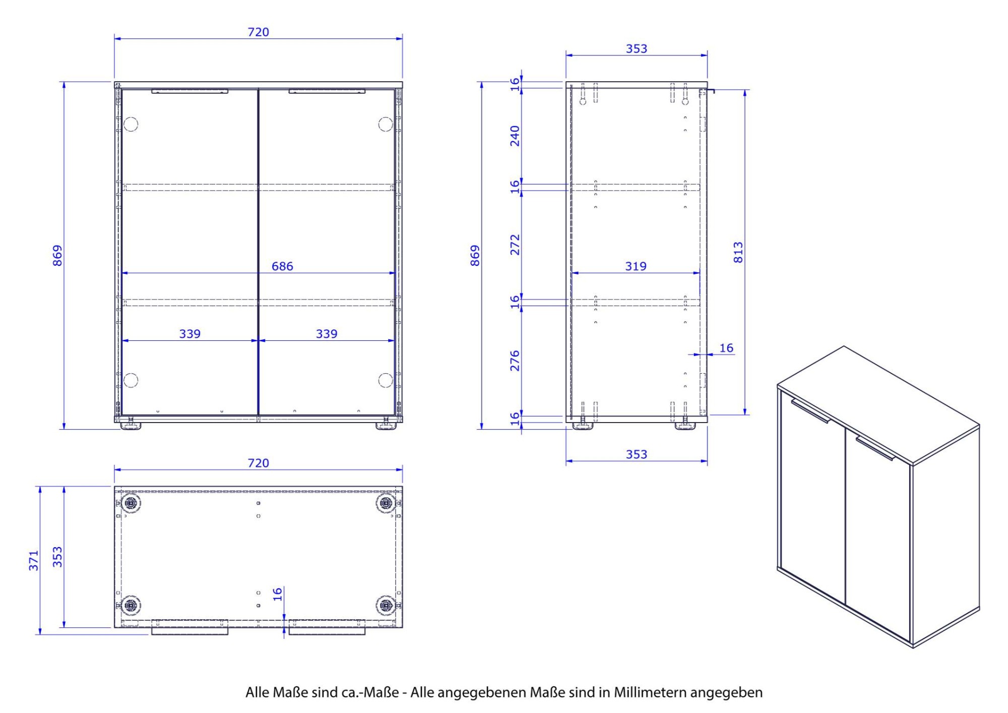Composad Aktenschrank »Espresso,Archivschrank, Aktenschrank, Mehrzweckschrank«, (1 St.), mit 2 Türen und 2 Einlegeboden innen