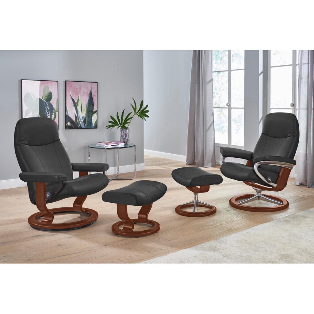 Stressless® Relaxsessel »Garda«, (Set, Relaxsessel mit Hocker), mit Hocker, mit Signature Base, Größe L, Gestell Braun