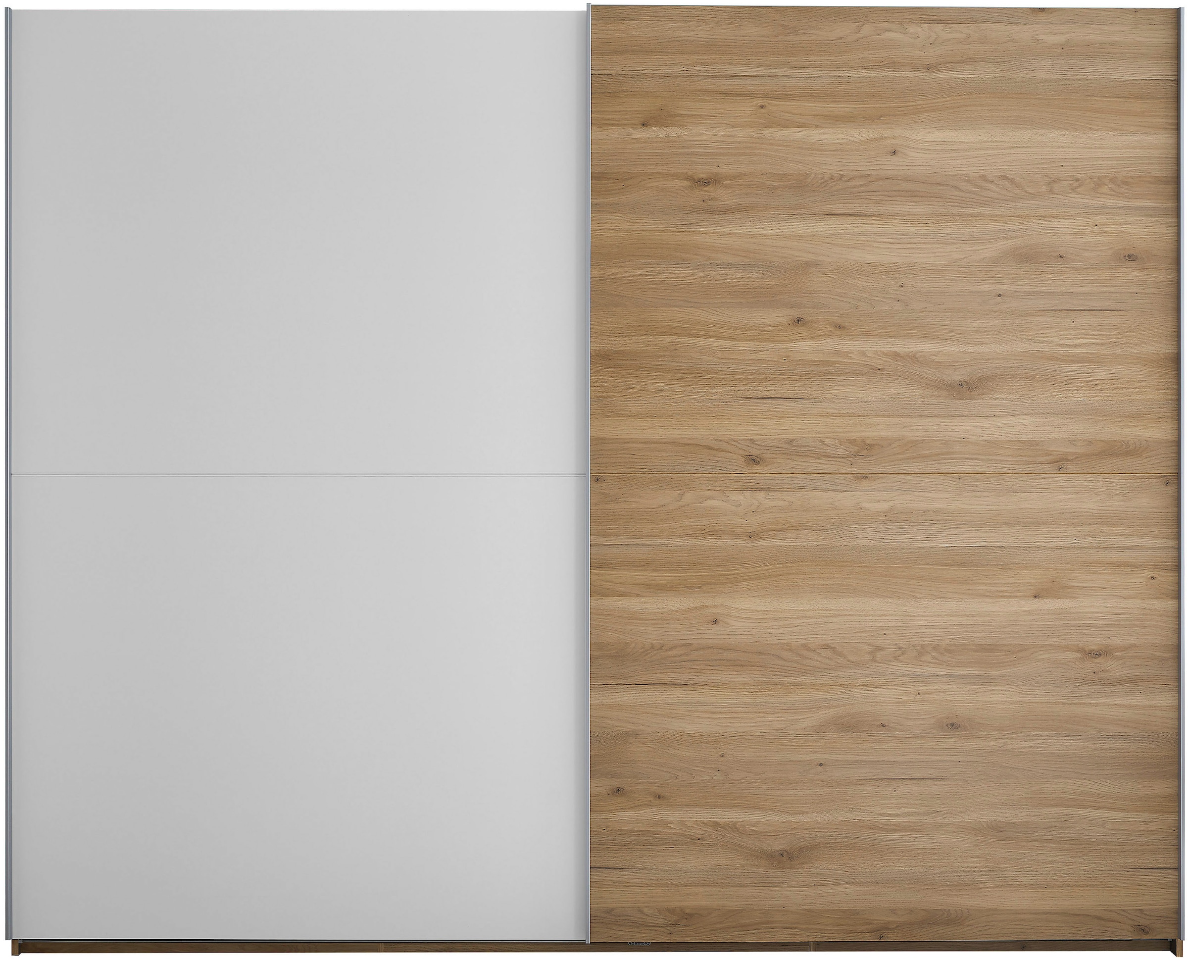 Schlafkontor Schwebetürenschrank »Mesio, 2-türiger Kleiderschrank, Schiebetürenschrank mit viel Stauraum« inklusive Hoteleinteilungen außen und Einlegeböden oben