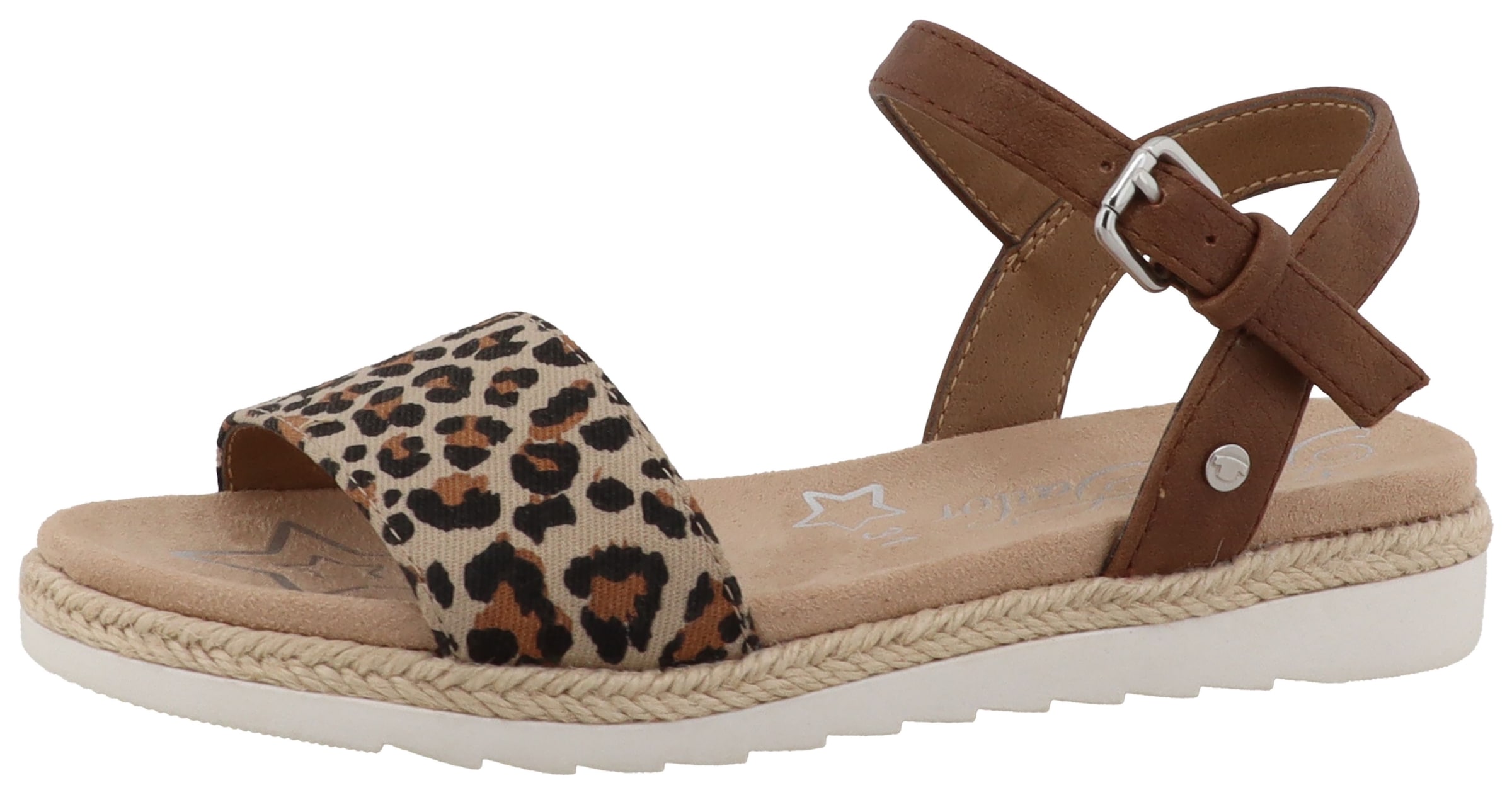 Riemchensandale TOM TAILOR "Resa", Mädchen, Gr. 34, cognac, leo, Lederimitat, Textil, Schuhe Riemchensandale, Sommerschuh, Sandalette im angesagten Animal-Look