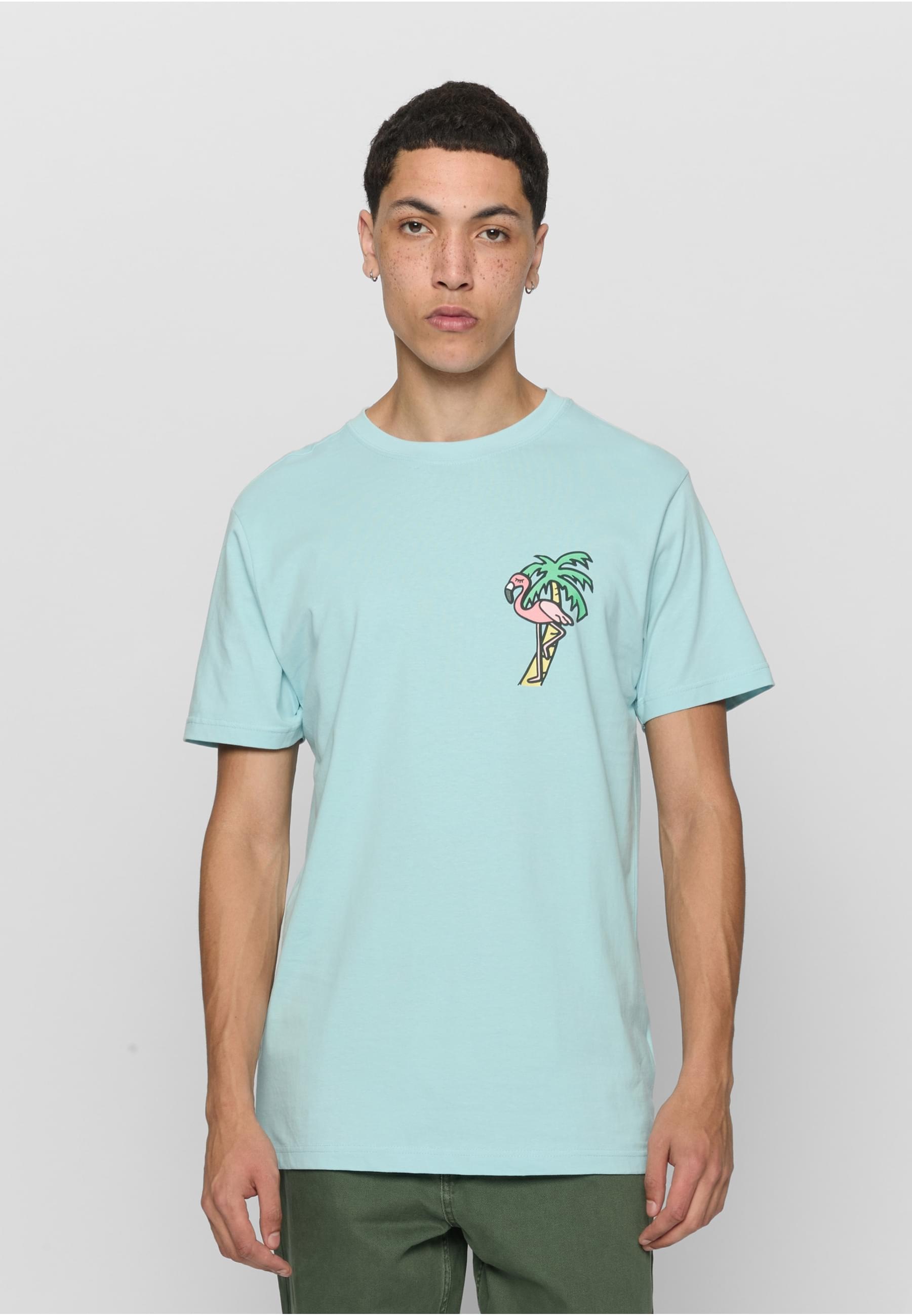 MisterTee Kurzarmshirt »MisterTee Herren Flamingo T-Shirt Round Neck«, (1 tlg.)