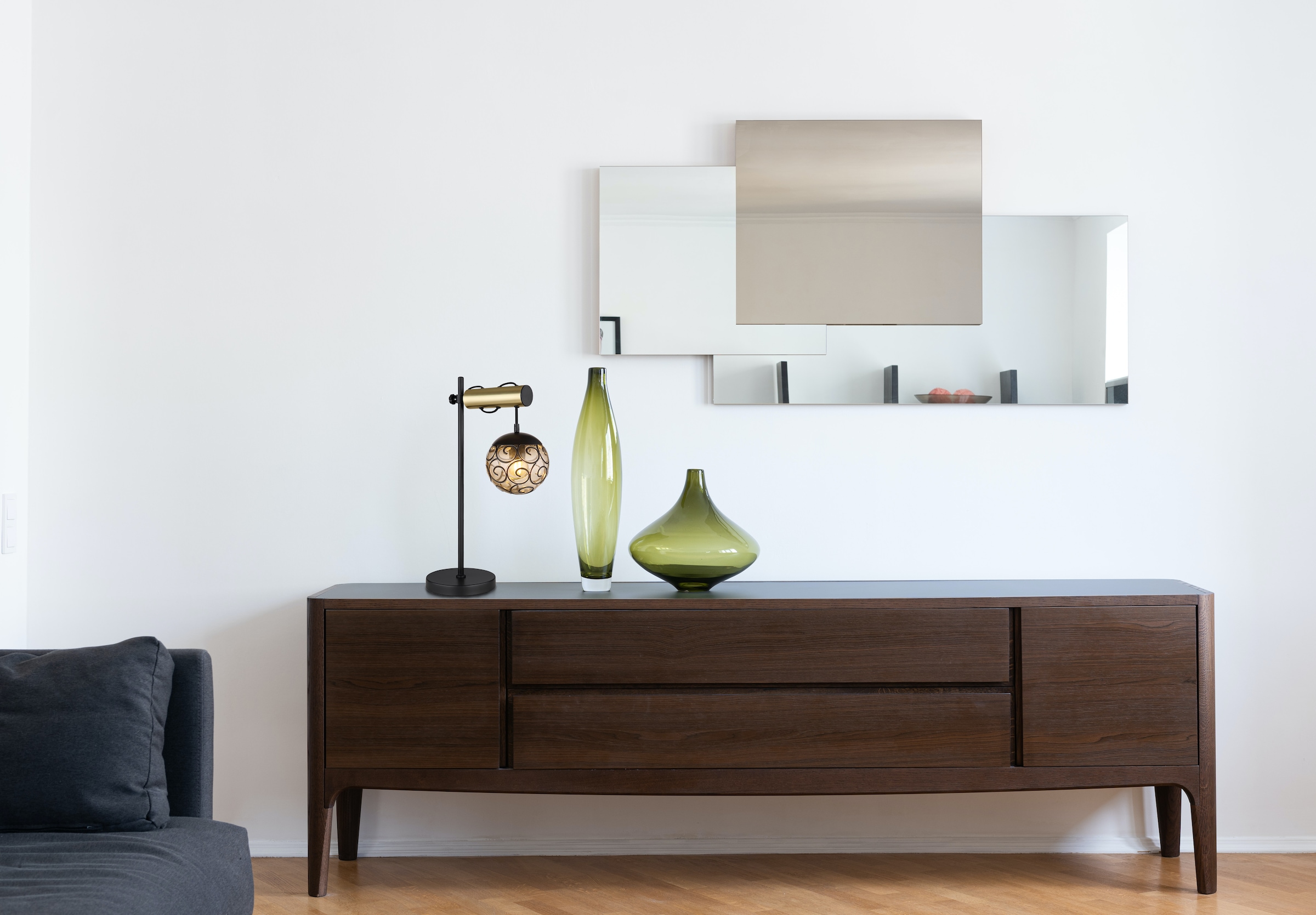 GLOBO LIGHTING Tischleuchte »FITZ«, Leuchtmittel E27 | ohne Leuchtmittel, Tischlampe/Metall/goldfarben/antik/höhenverstellbar