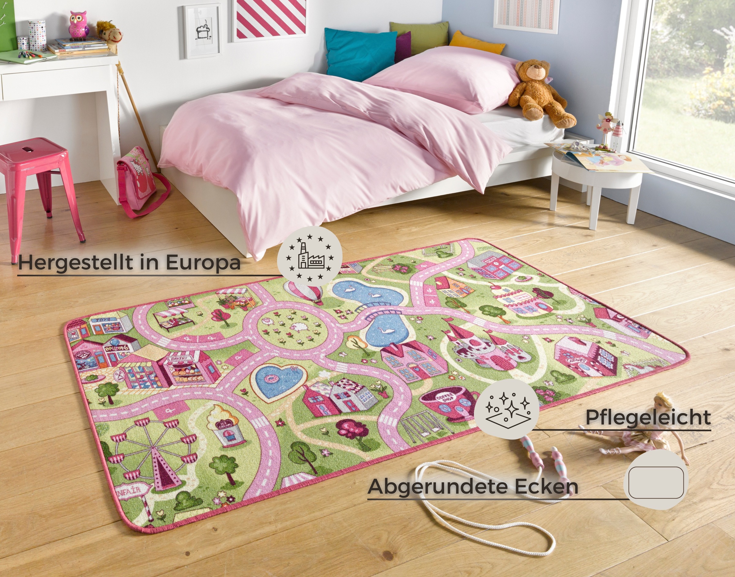 HANSE Home Kinderteppich "Sweettown" rechteckig 7 mm Höhe Kurzflor, Straßen günstig online kaufen