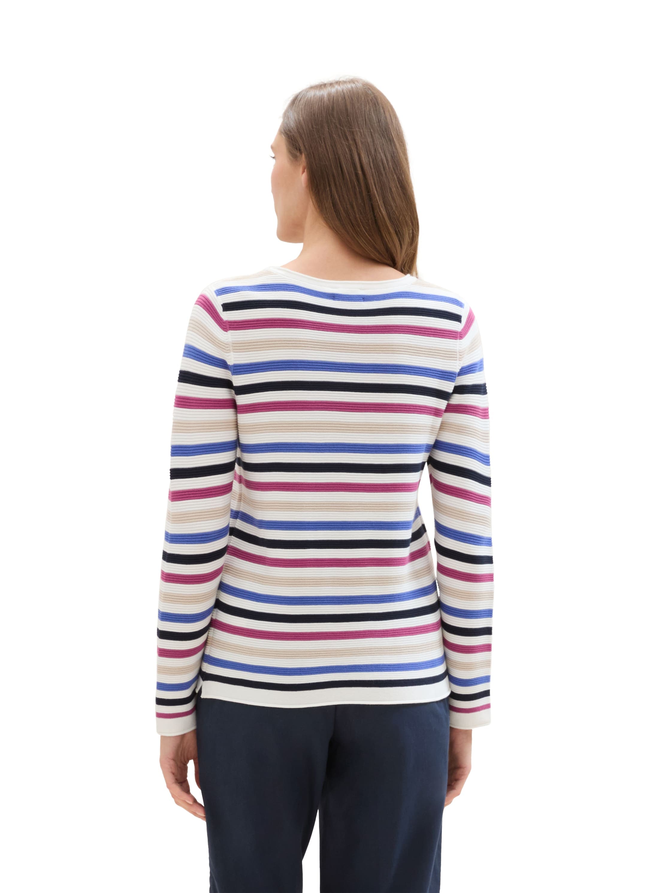 TOM TAILOR Strickpullover, in Streifen Stuktur