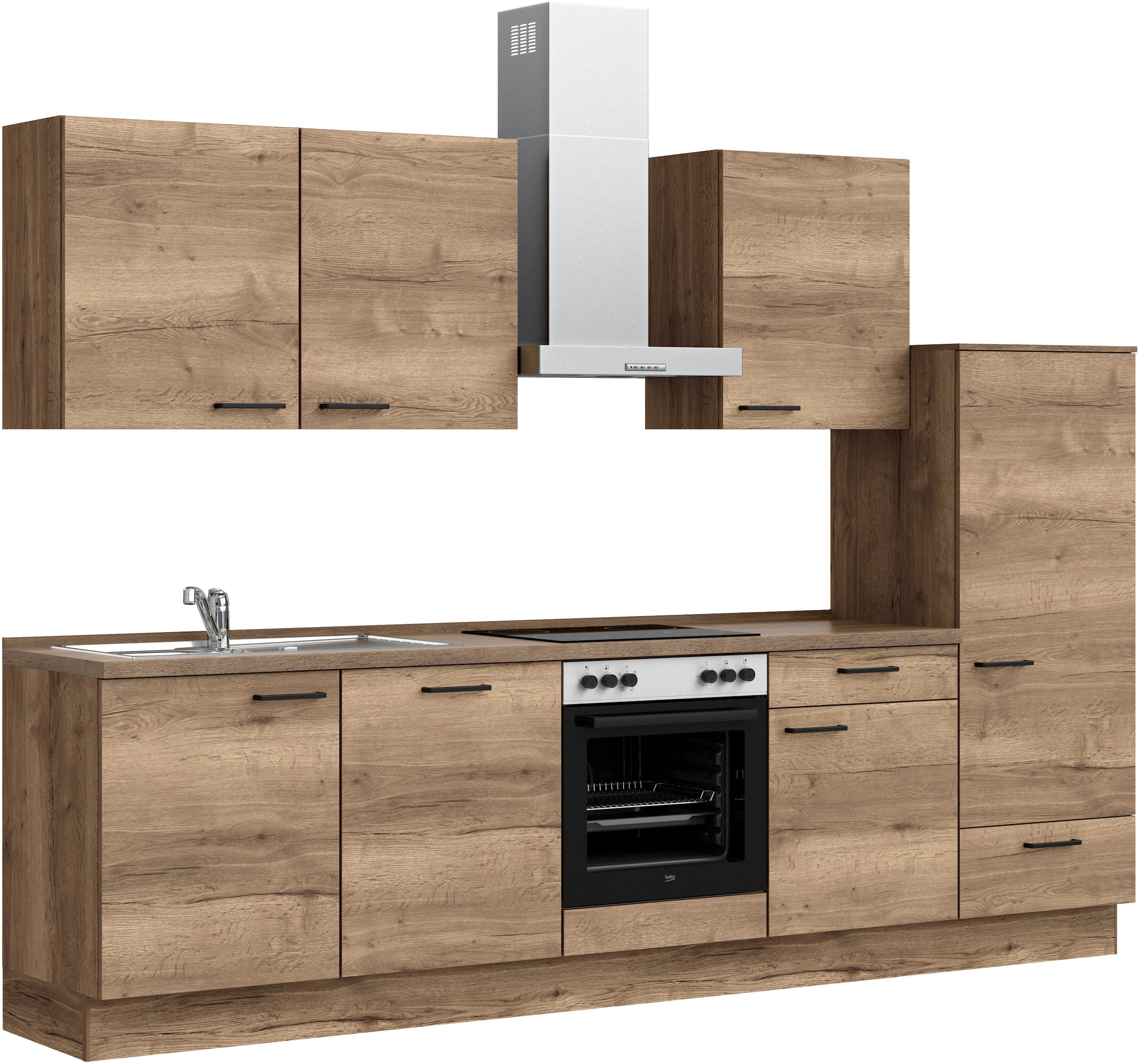 nobilia® Küchenzeile »"Structura I"«, vormontiert, Ausrichtung wählbar, Breite 300 cm, wahlw. mit E-Geräten
