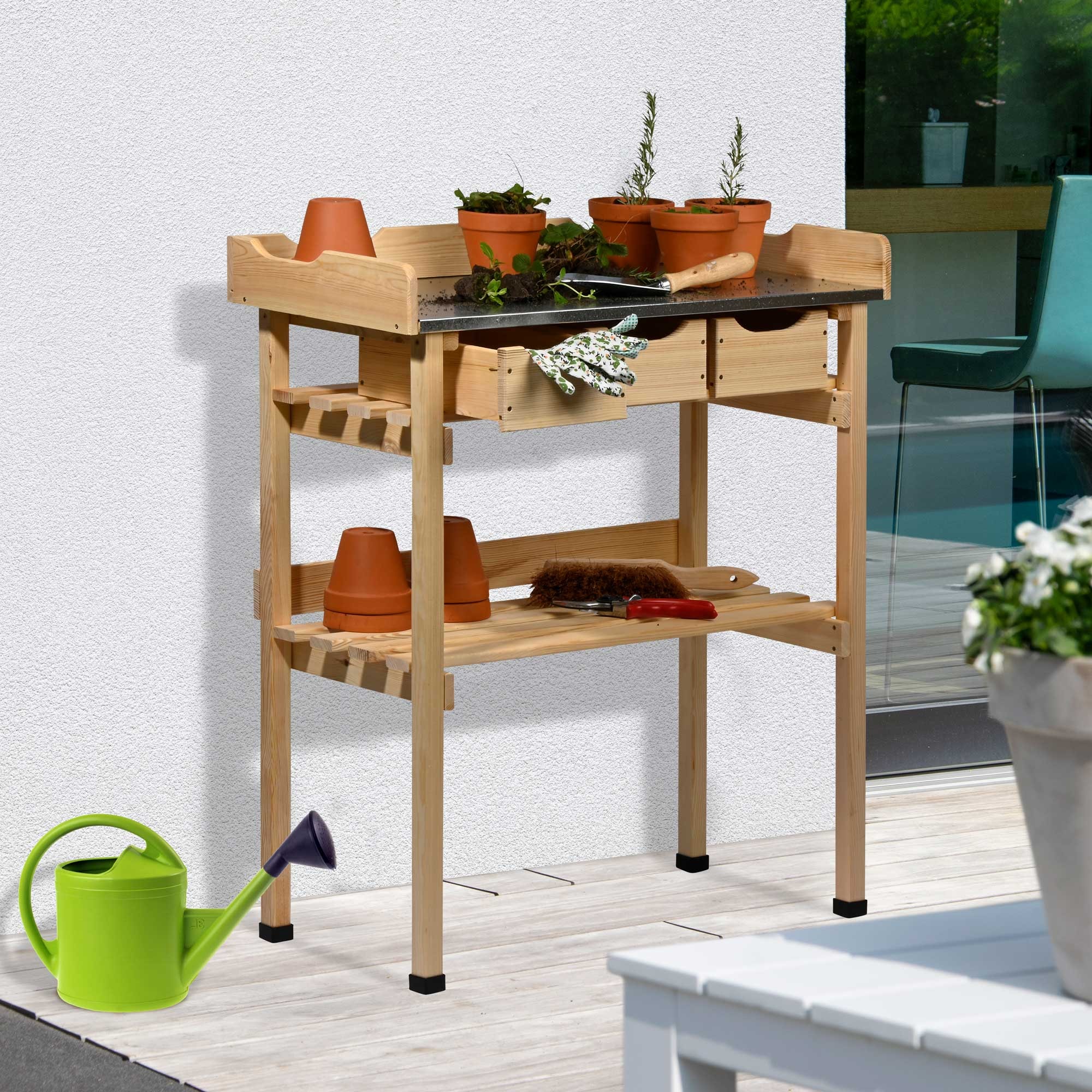 dobar Pflanztisch "Pflanztisch mit 3 Schubladen, Natur" günstig online kaufen