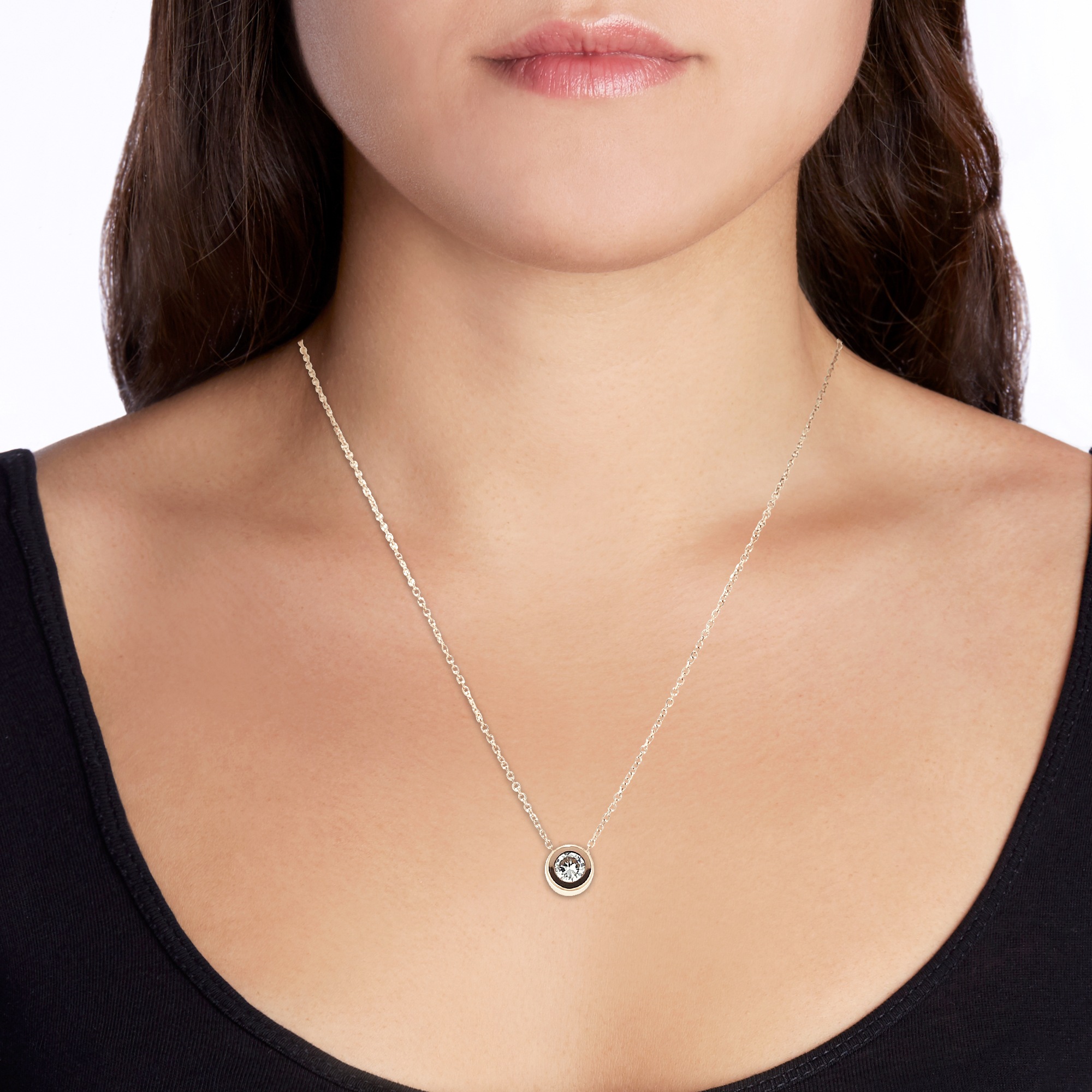 Zeeme Collierkettchen »Edelstahl rosé-vergoldet 40+5cm mit weißem Zirkonia-Stein 8mm«