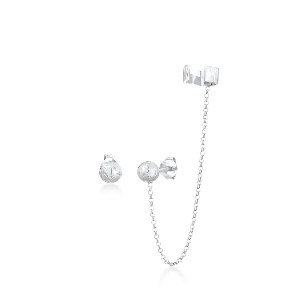 Elli Paar Ohrstecker »Earcuff Klemme Stecker Kugel 925 Silber«