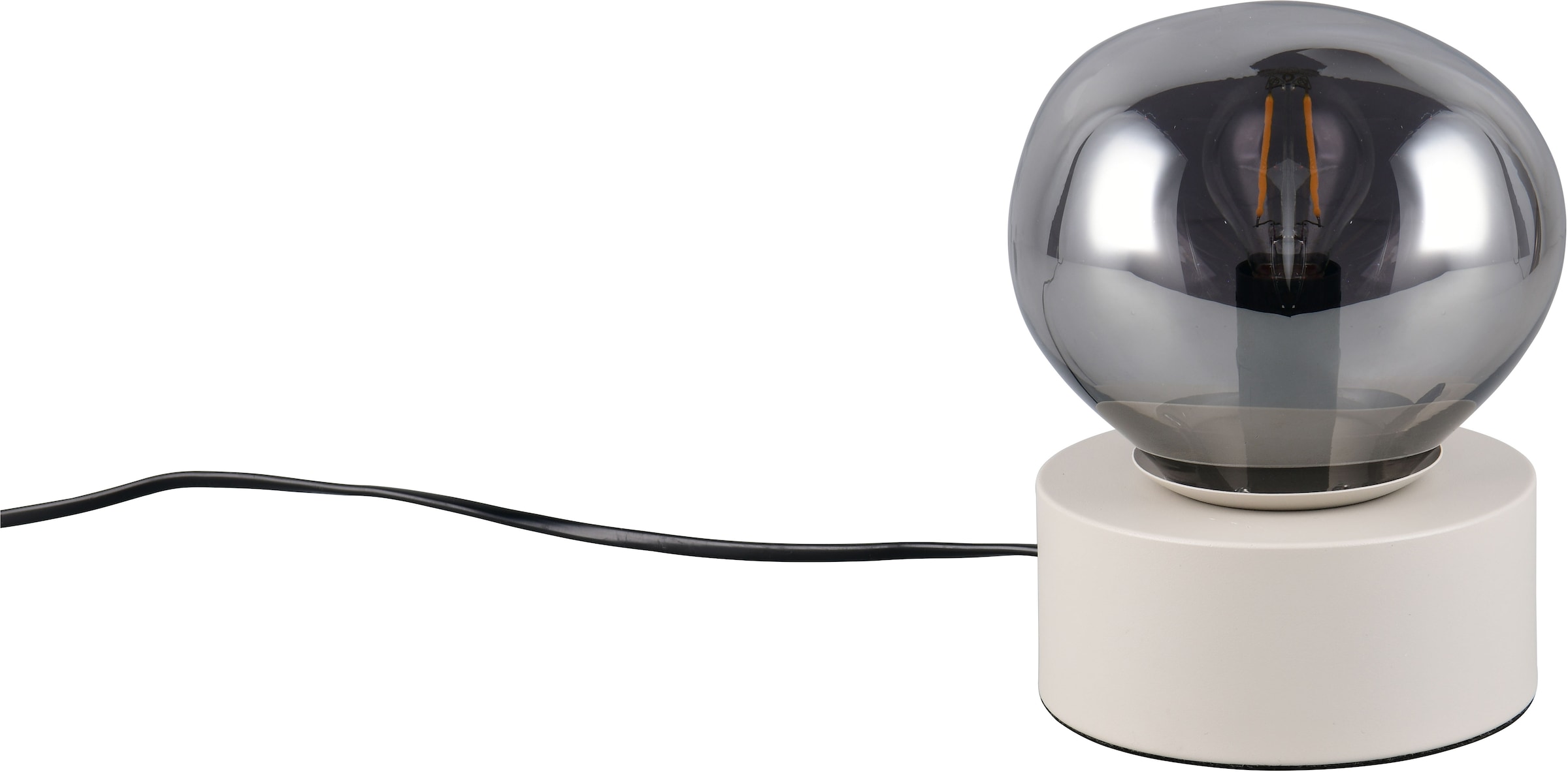 s.Oliver Tischleuchte »ANJELLA, On/Off-Touch Tischleuchte exkl 1x E14 max 10W, warm grey«, 1 flammig, Leuchtmittel E14 | Leuchtmittel wechselbar, mit mundgeblasenem Glas Lampenschirm in rauchgrau, 18,5 x Ø14,5cm