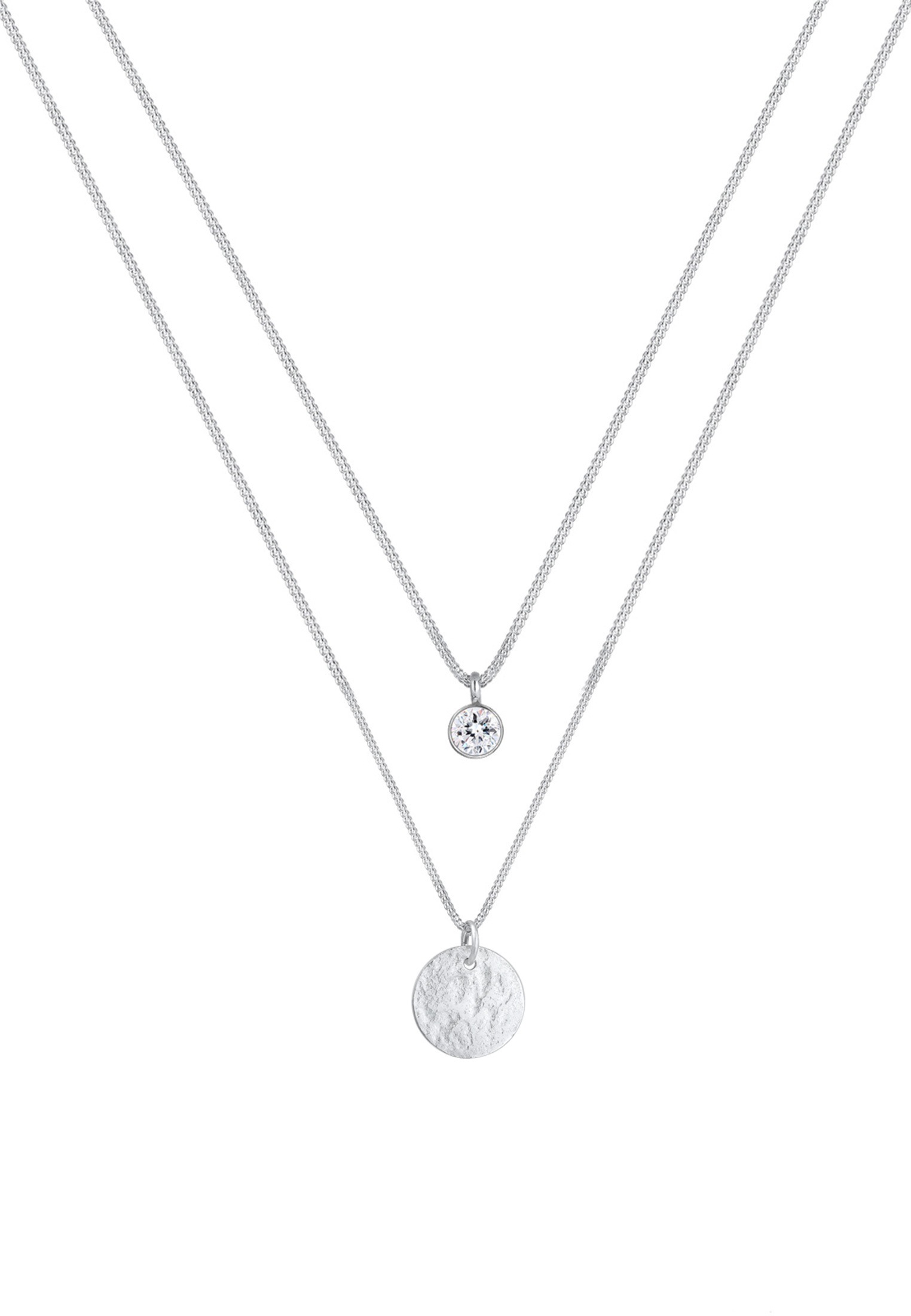 Elli Gliederkette »Layer Plättchen Glas Kristalle 925 Sterling Silver«