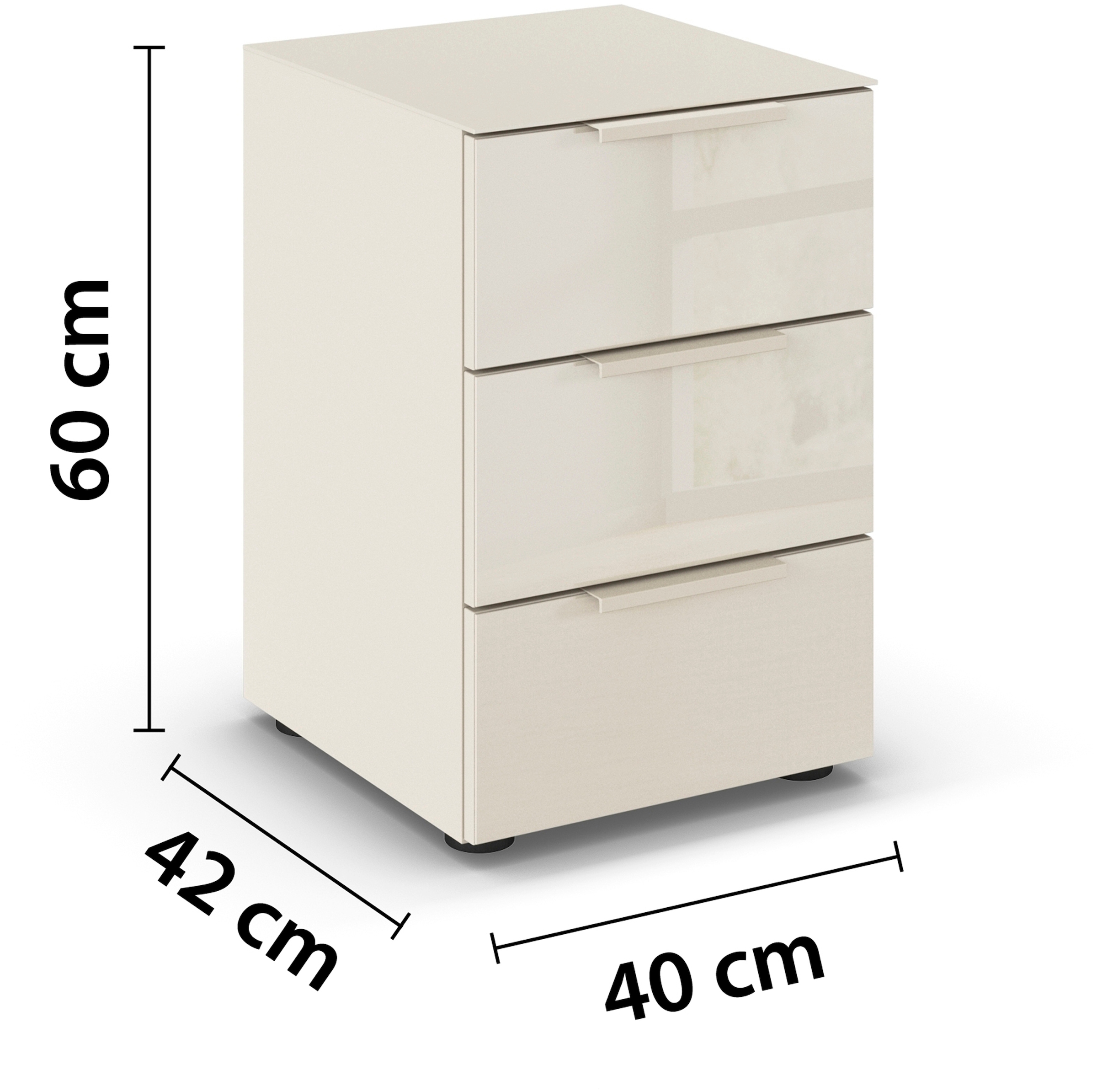 rauch Nachtkommode »Nachttisch Nachtschrank Nachtkonsole FLIPP mit Glasfront«, (Breite 40 cm), mit 3 Schubladen und Soft-Close-Funktion, Oberboden und Front Glas
