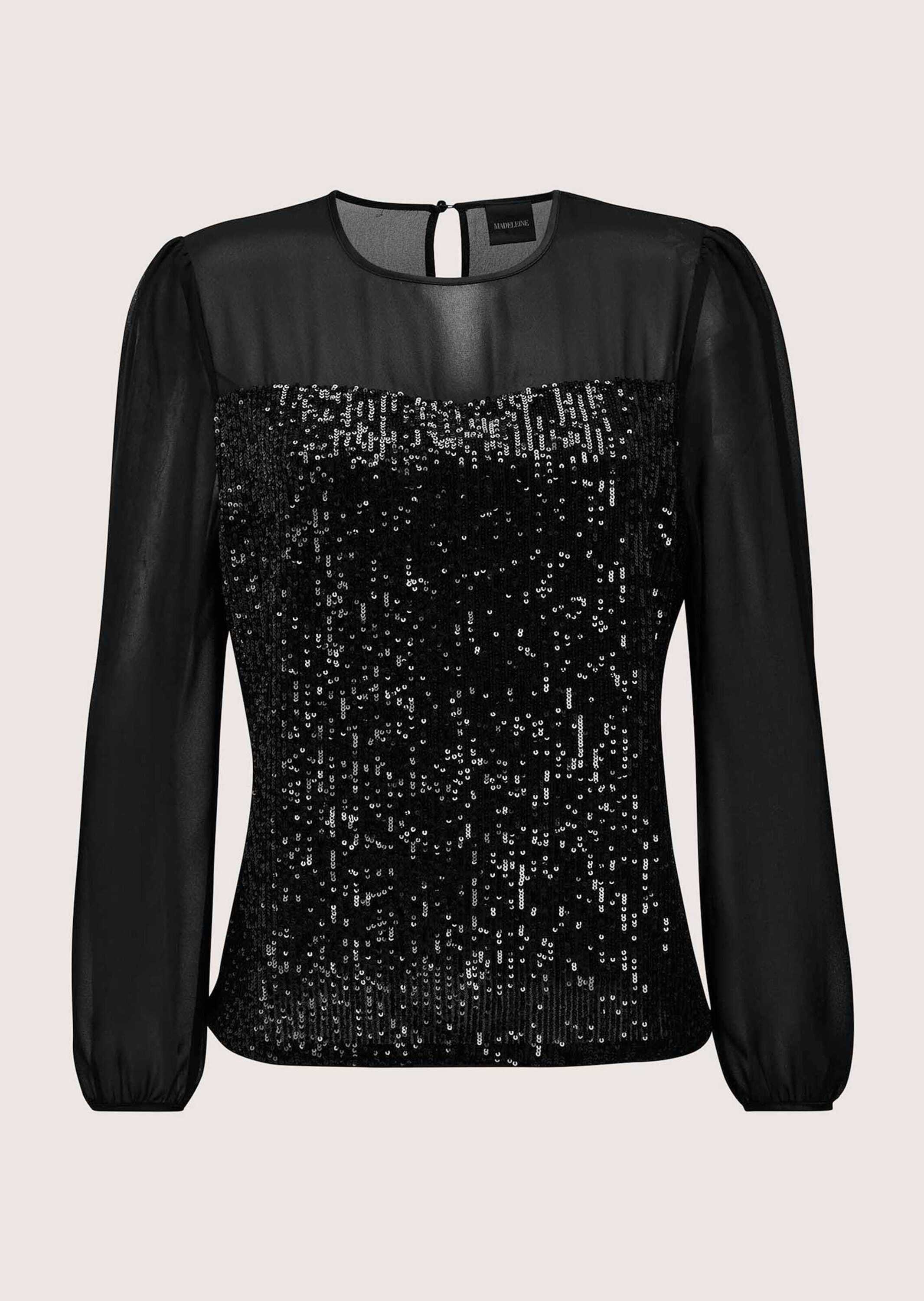 MADELEINE Langarmbluse "Chiffonbluse Glamouröse Paillettenbluse für Events" günstig online kaufen