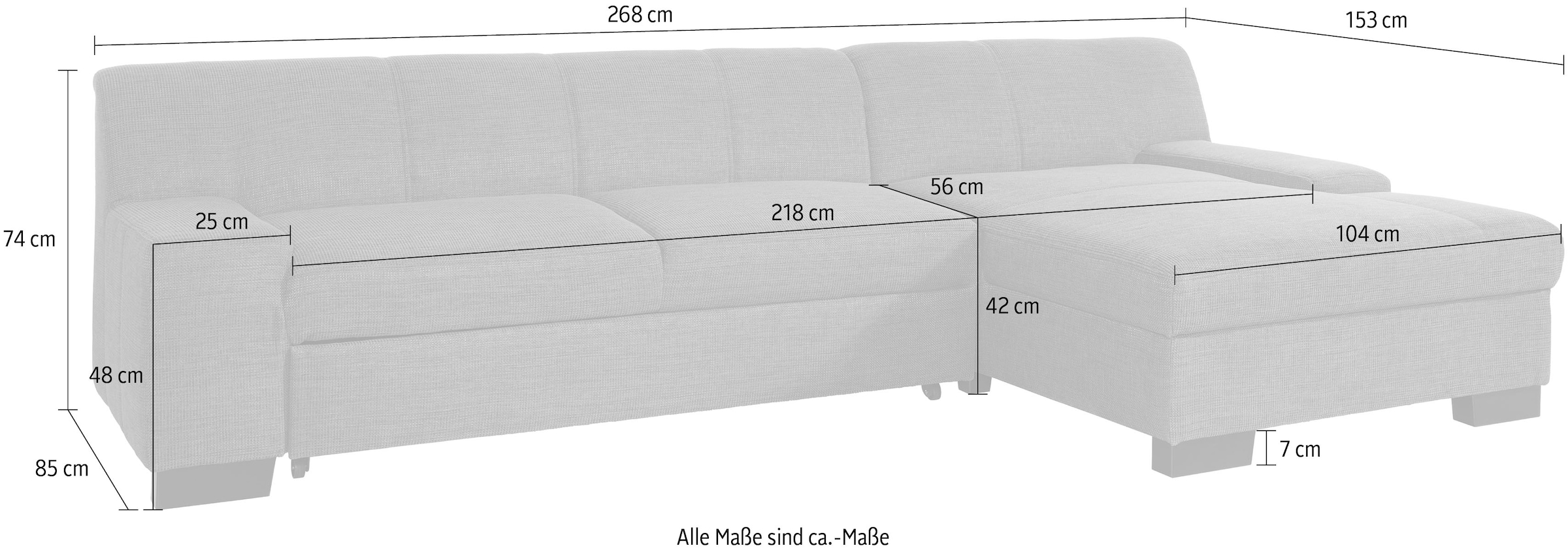DOMO collection Ecksofa »Norma Top, elegant und modern, flache Armlehnen, komfortabel, L-Form« wahlweise mit Bettfunktion