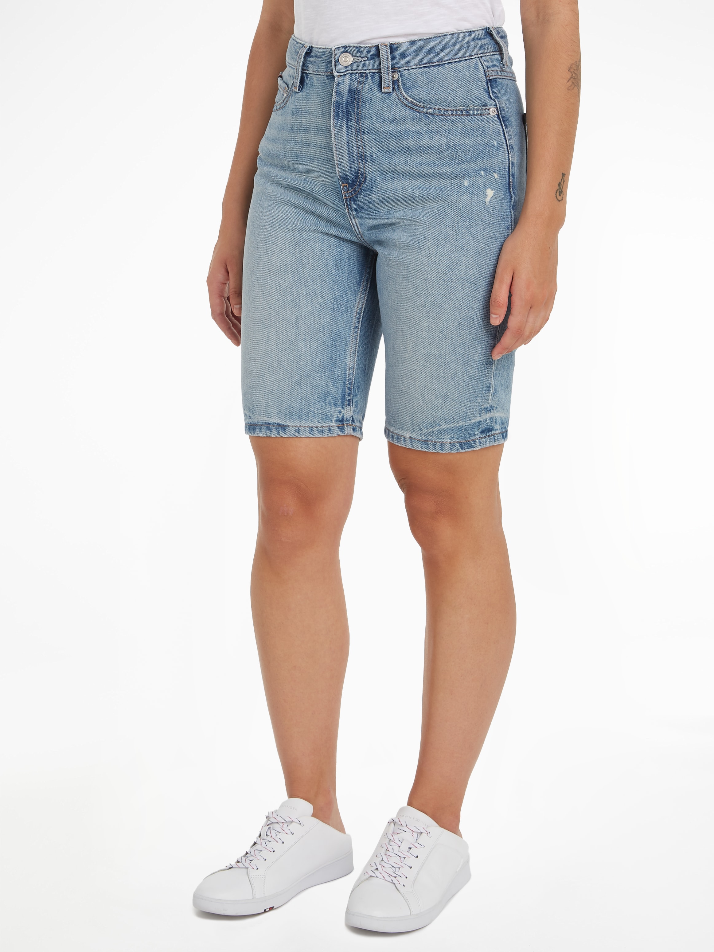 Tommy Hilfiger Shorts »DNM SLIM SHORT HW ASH WRN«, in heller Waschung