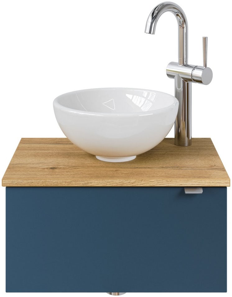 Saphir Waschtisch "Serie 6915 Waschschale mit Unterschrank für Gästebad, Gäste WC", 51 cm mit Keramik-Aufsatzbecken und 