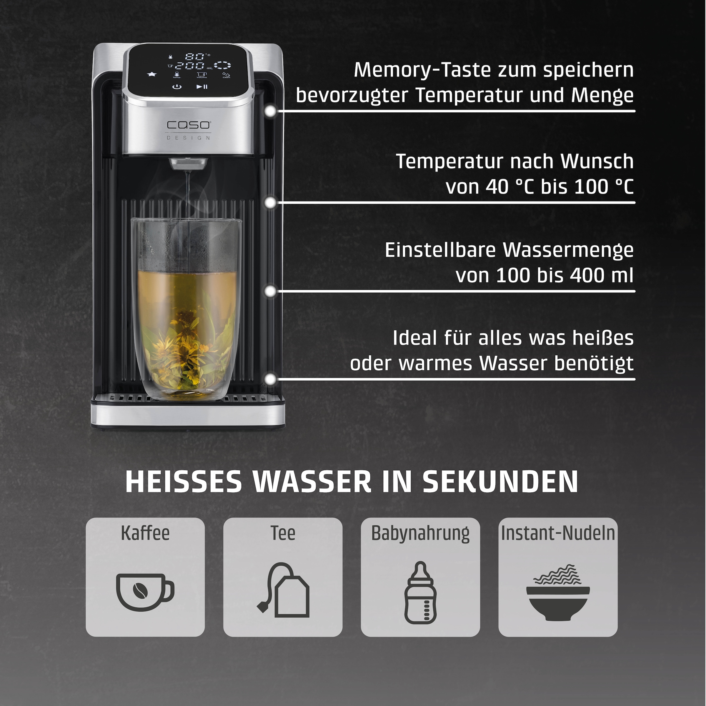 Caso Heißwasserspender »1889 HW 770 Advanced« 2,7 l 2600 W 13-stufiger Temperaturwahl von 40 - 100 °C in 5 °C-Schritten