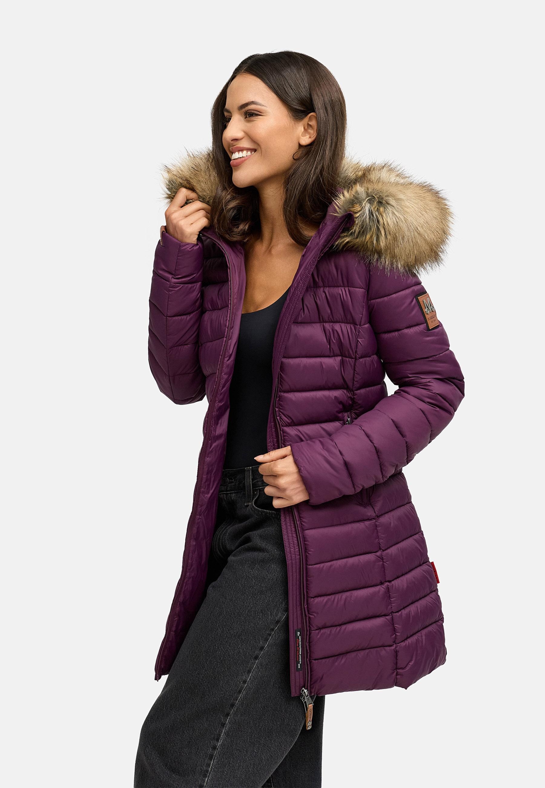 Marikoo Steppmantel »Rose-Stepp« zeitloser Winterparka mit großer Kunstfellkapuze