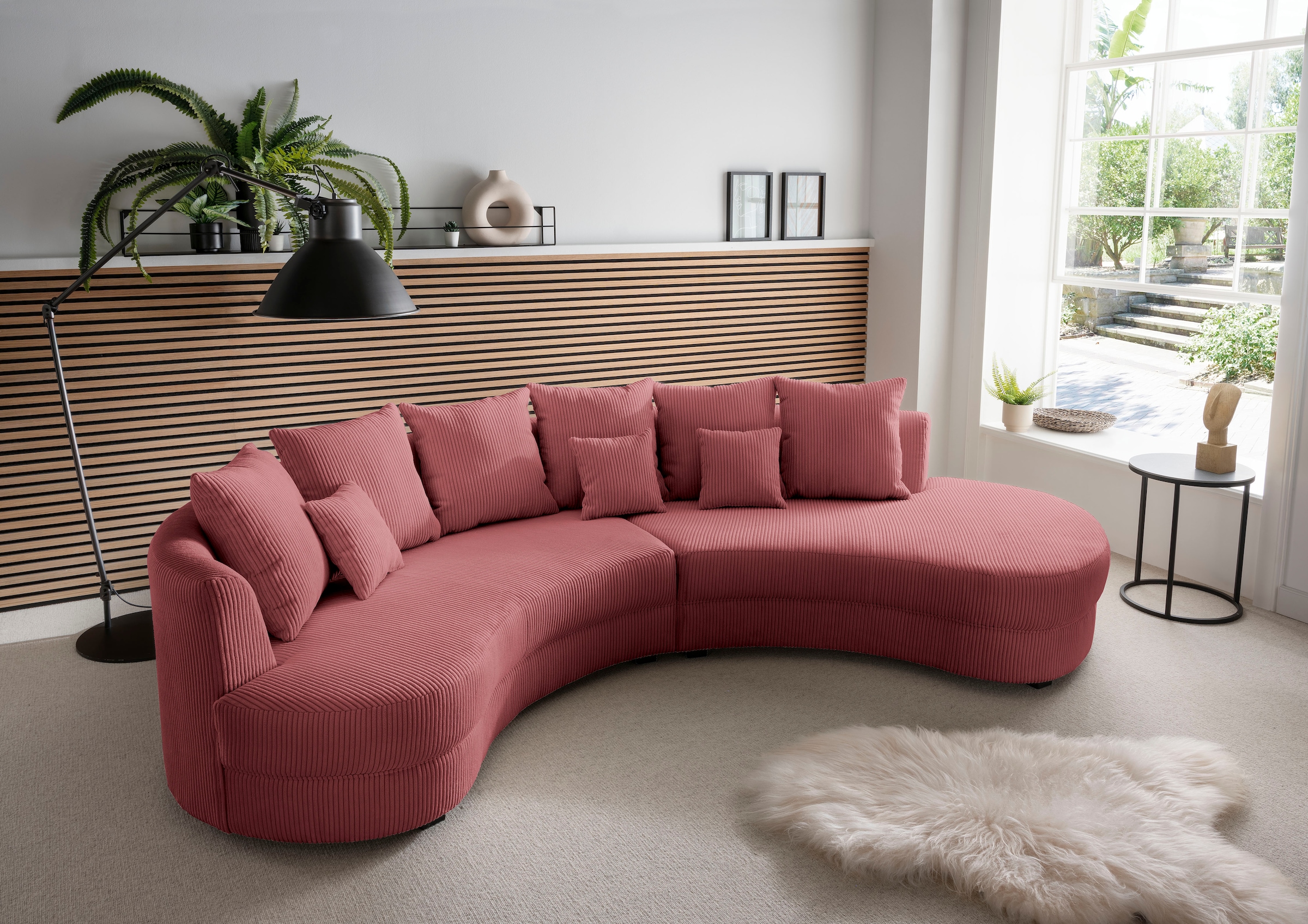 Home affaire Ecksofa "Lazio modern und bequem, schmale Armlehnen, tolle Detailverarbeitung" zwei verschiedene Fußfarben wählbar