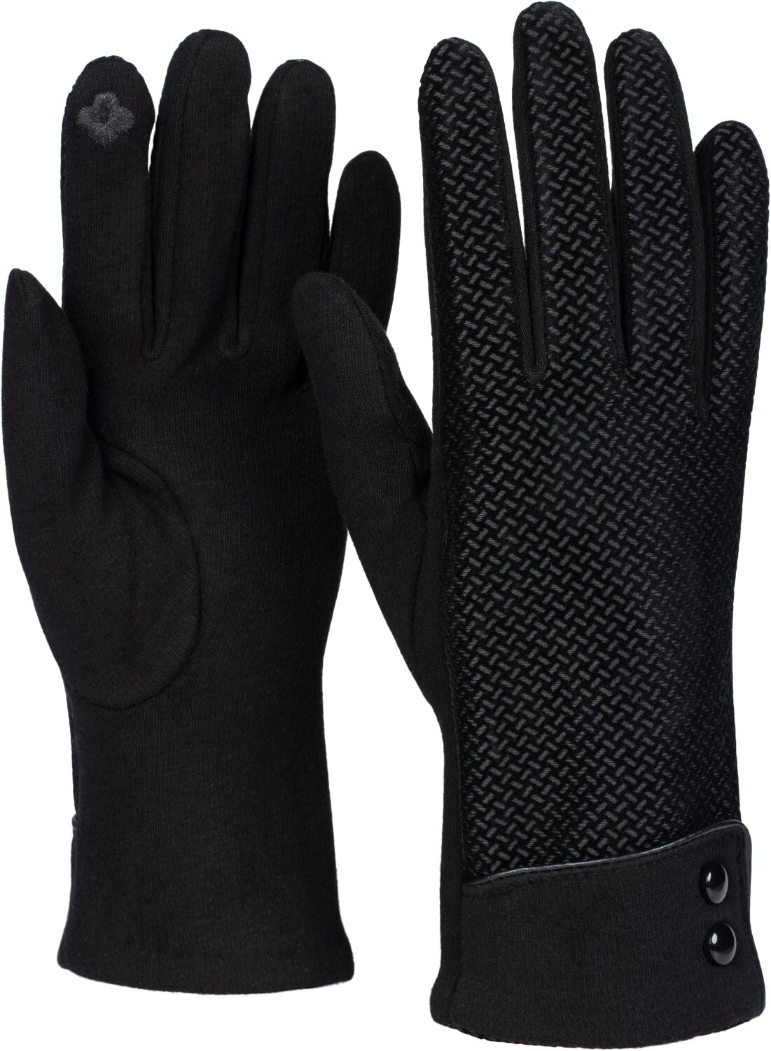 styleBREAKER Baumwollhandschuhe "Touchscreen Handschuhe mit weichem Riffel Muster" 1 Stk.