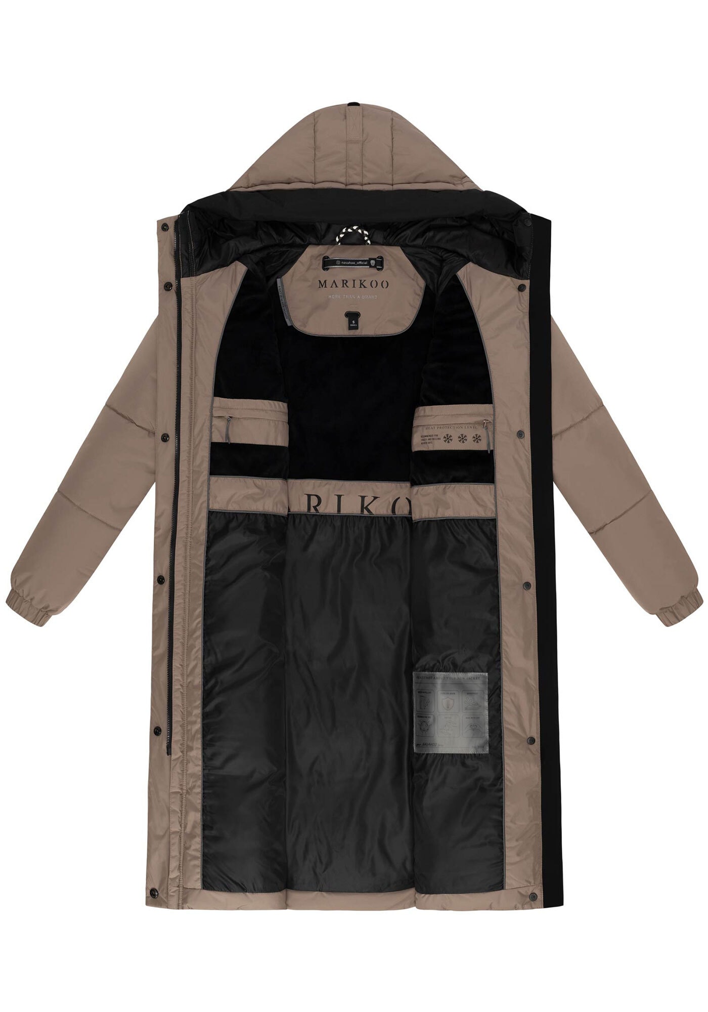 Marikoo Winterjacke »Yaskaa«, Bewegungsschlitze mit Druckknopfverschluss