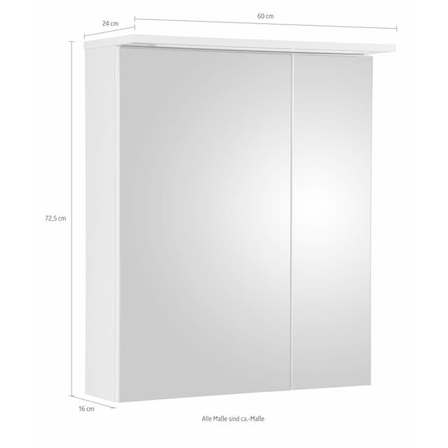 Black Friday Schildmeyer Spiegelschrank »Profil 16«, Breite 60 cm, 2-türig,  LED-Beleuchtung, Schalter-/Steckdosenbox | BAUR