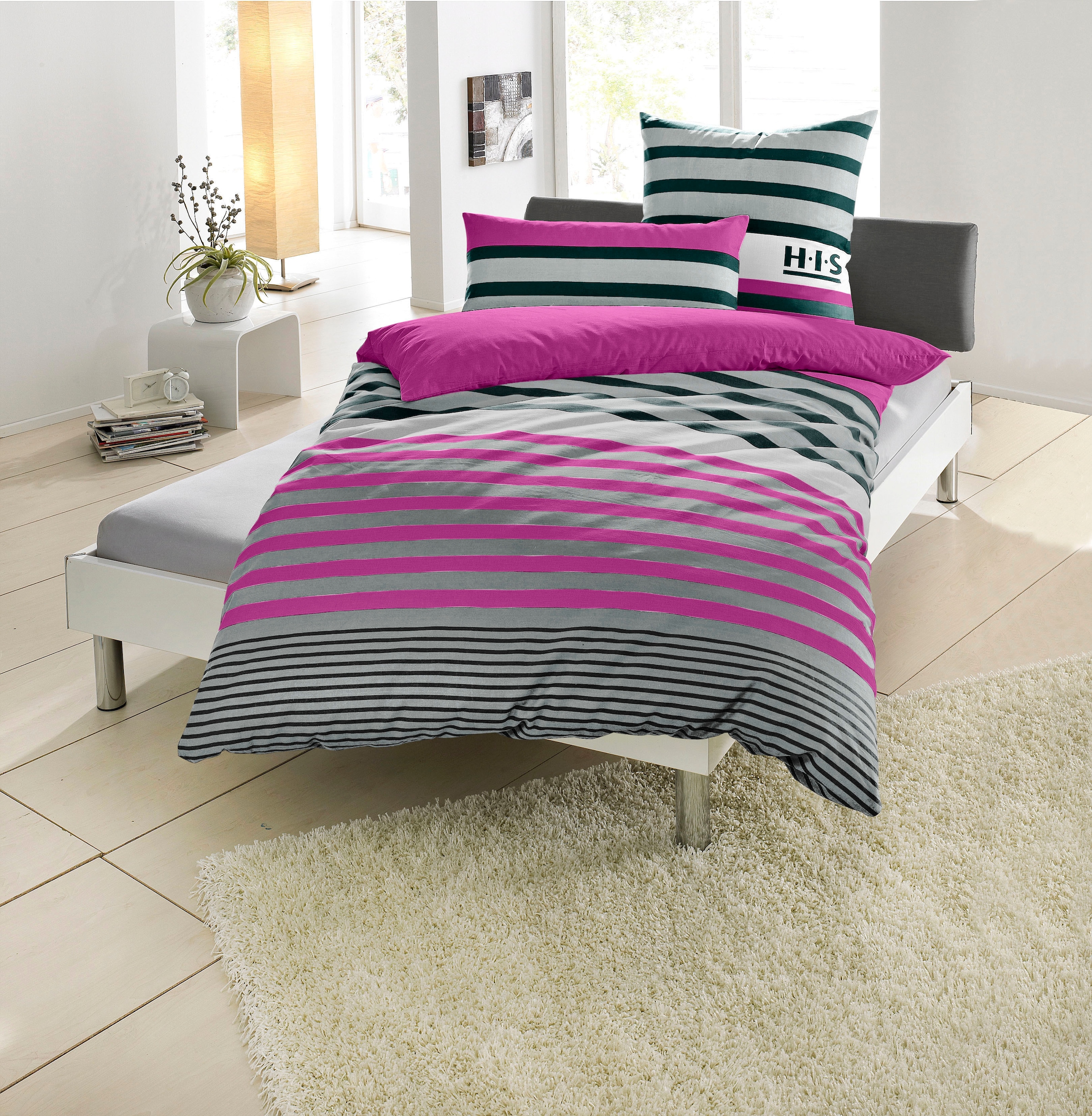 H.I.S Bettwäsche "Majoran" 2 Stk. gestreifte Bettwäsche in verschiedenen Qu günstig online kaufen
