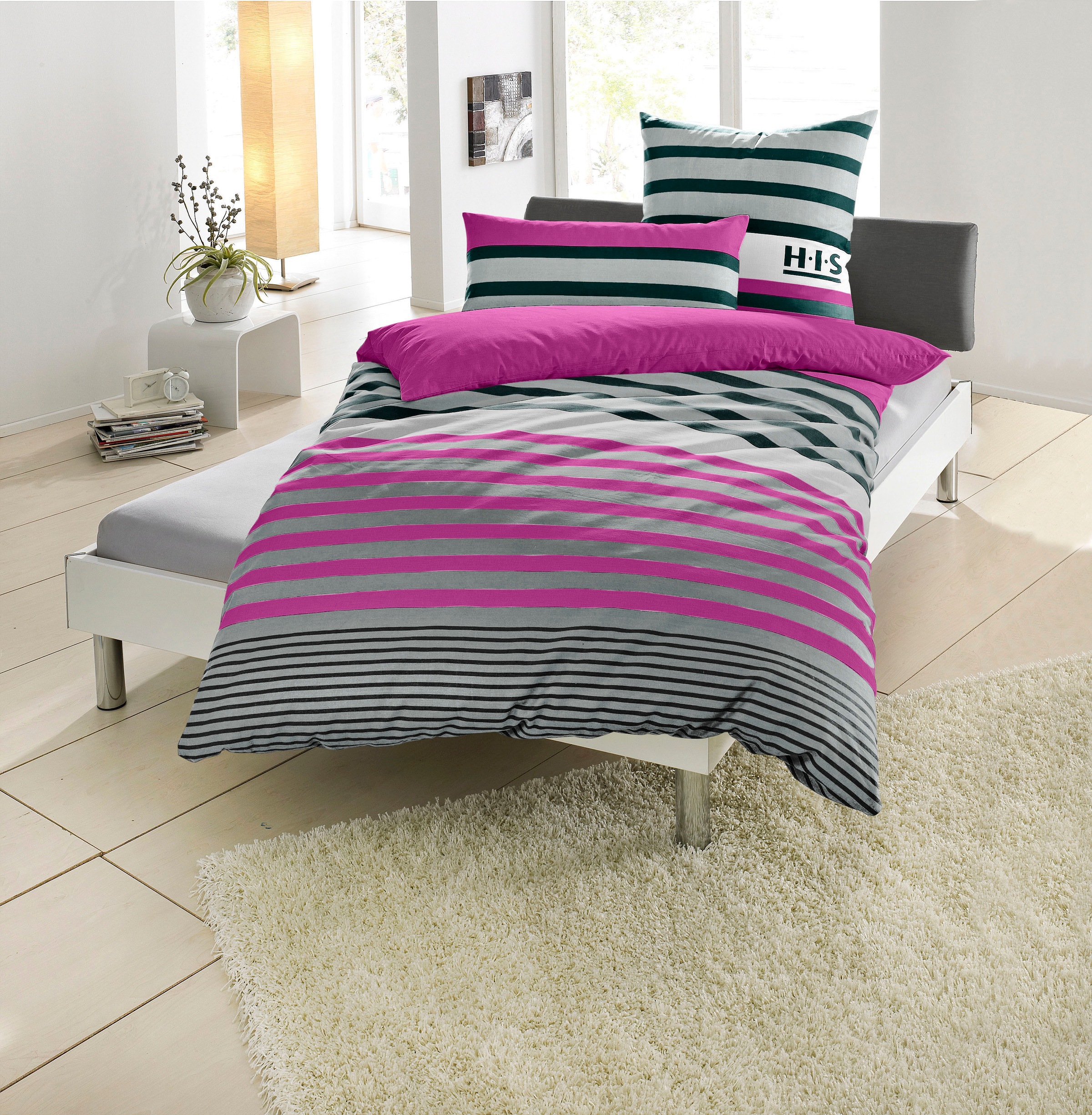 H.I.S Bettwäsche "Majoran" 2 Stk. tlg. gestreifte Bettwäsche in verschieden günstig online kaufen