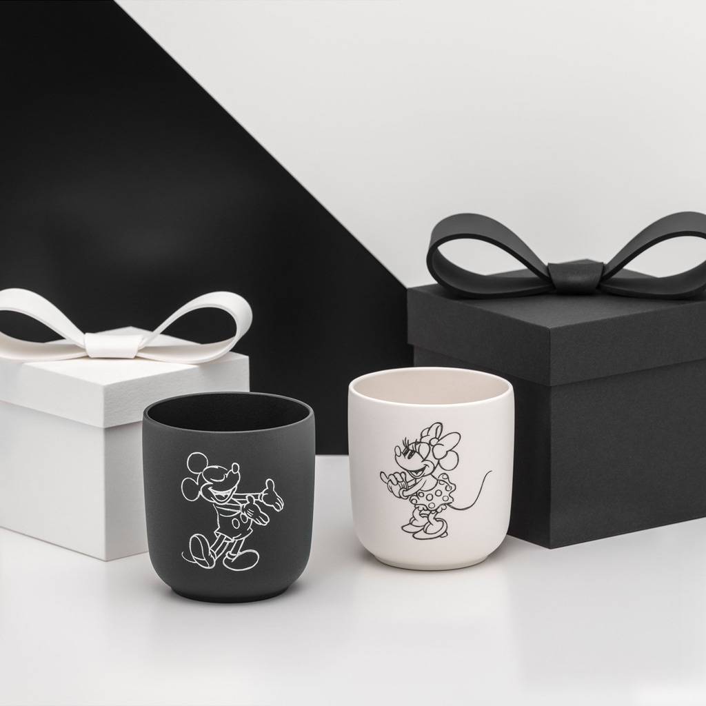 Villeroy & Boch Becher »Kaffeebecher Manufacture Rock - Mickey Mouse 280 ml 2er Set schwarz-weiß« Spülmaschinenfest, Mikrowellensicher