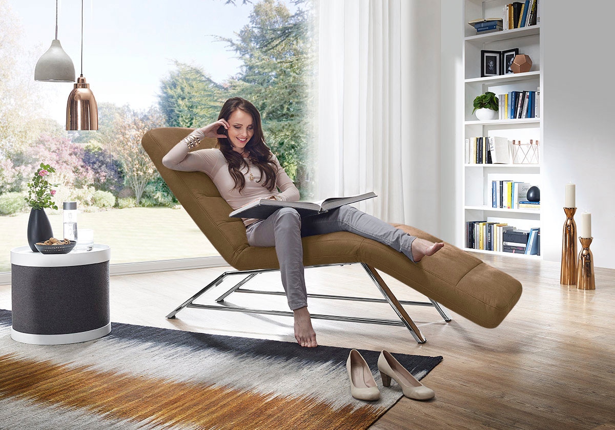 W.SCHILLIG Relaxliege "daily dreams bequem und elegant, B/T 75/170cm" Funktionsliege wahlweise mit Motor, Gestell Chrom, Breite 75 cm