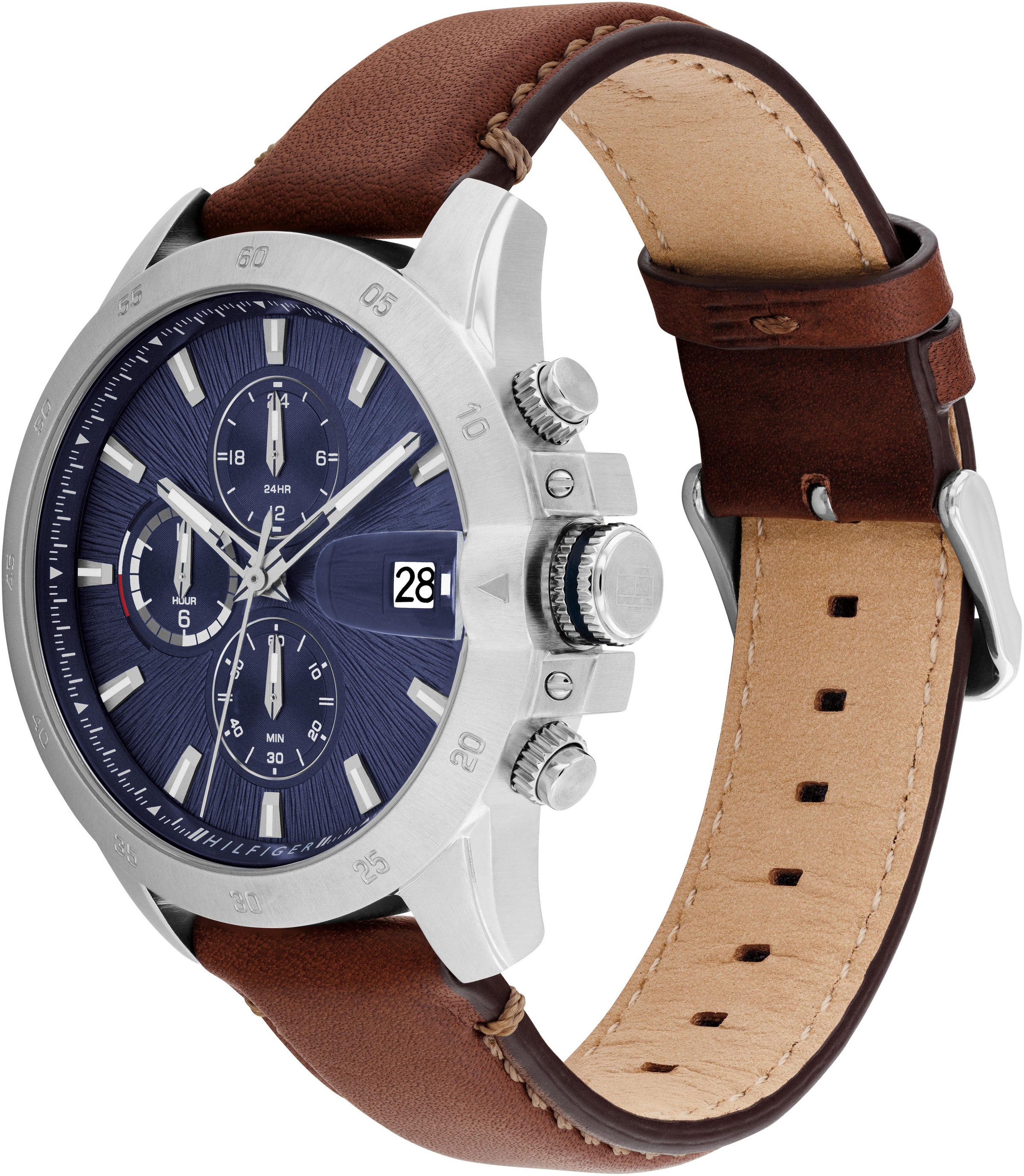 Tommy Hilfiger Multifunktionsuhr »JAMESON«, Quarzuhr, Armbanduhr, Herrenuhr, Lederarmband, analog, Tag