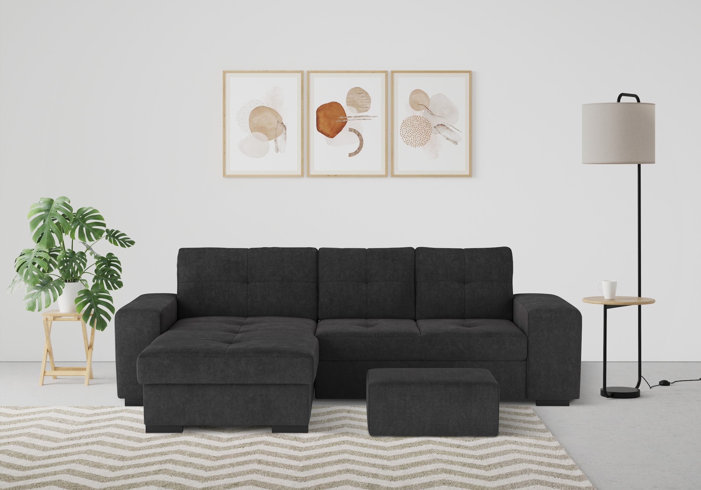 COTTA Ecksofa "Mattina L-Form", mit Hocker, wahlweise mit Bettfunktion & Be günstig online kaufen